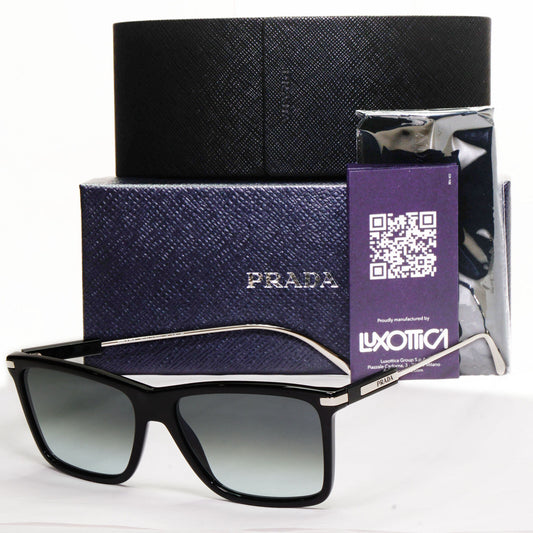 Prada Sunglasses Glass Lens Black Silver Grey Gradient PR01ZS SPR 01Z 1AB-06T