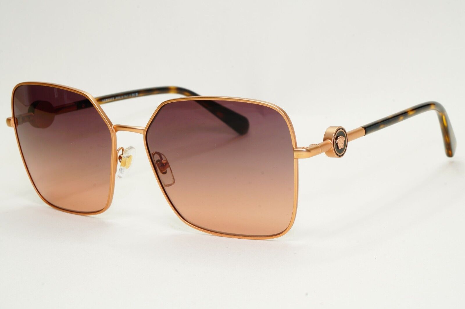 Versace Sunglasses Gold Brown Gradient Matte Square Medusa MOD VE 2227 1466/G9