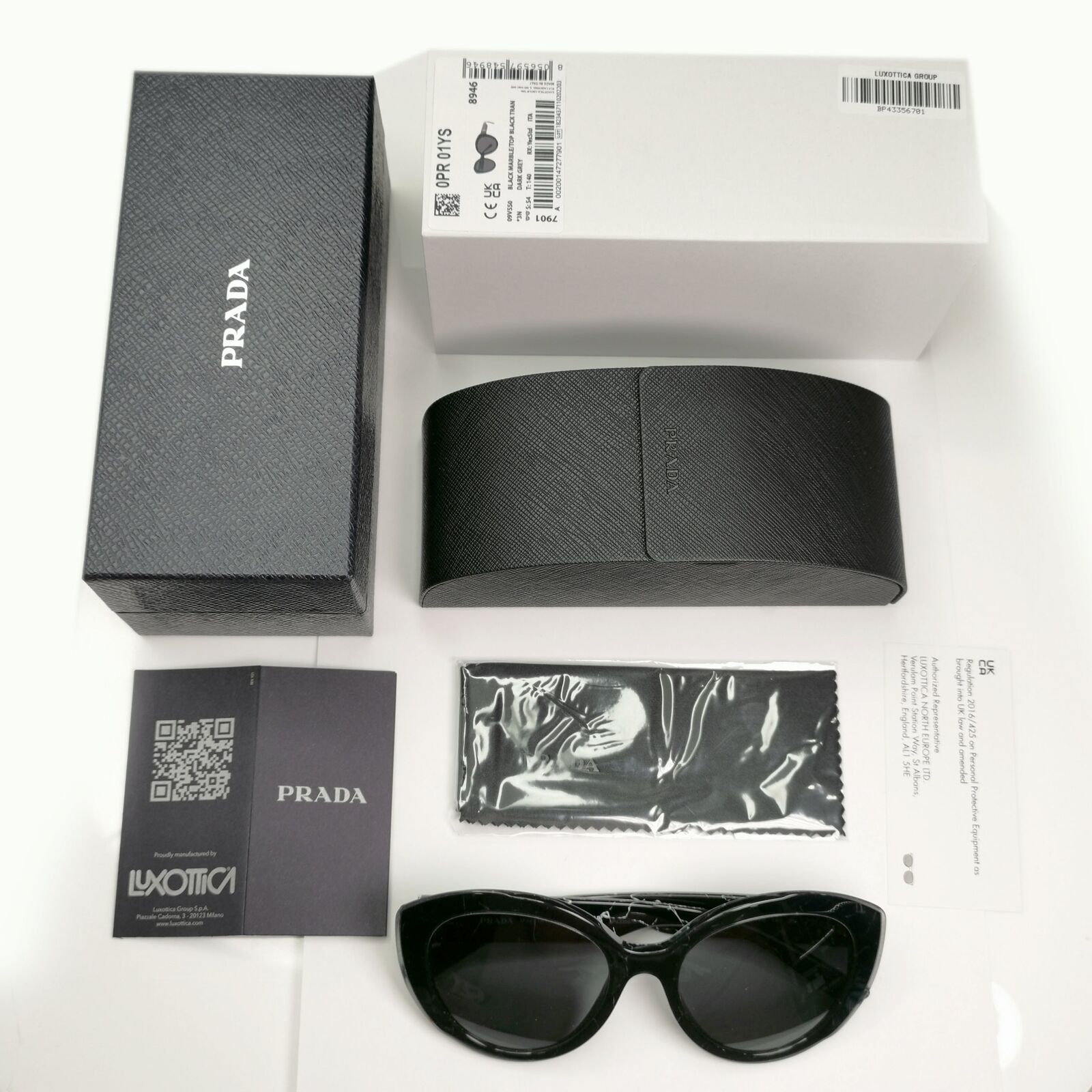 Prada Marble Black Sunglasses Womens Designer Fashion PR01YS SPR 01Y 09V-5S0