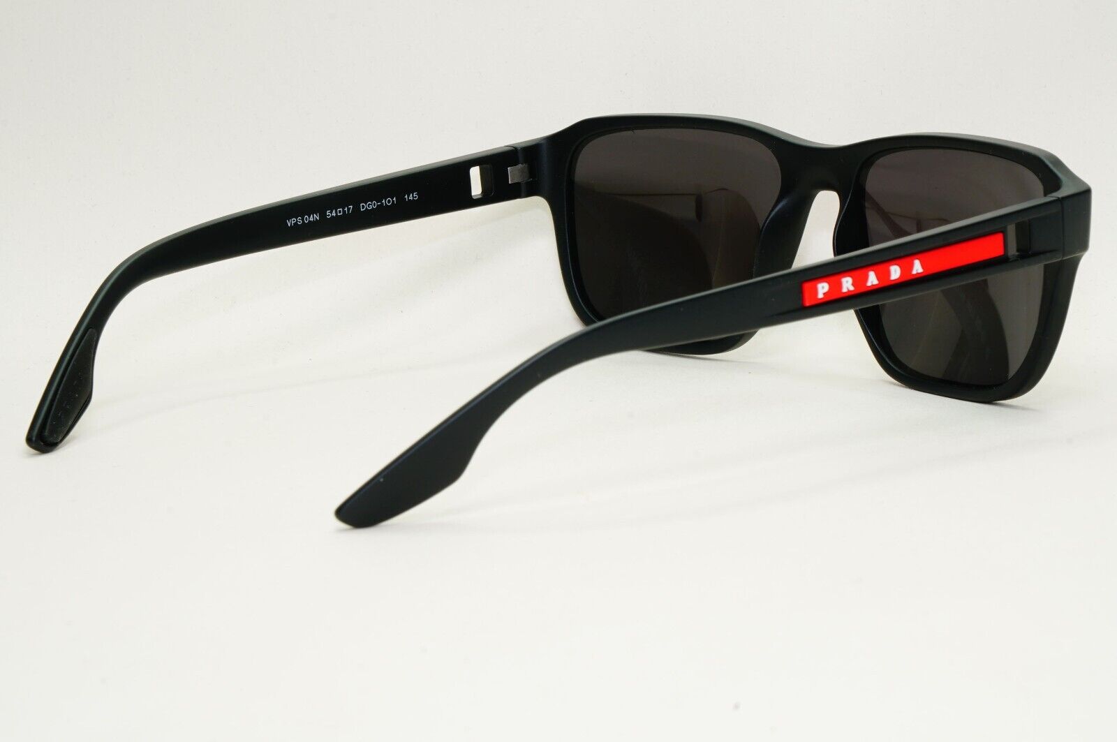 Prada Sunglasses Black Matte Rubber Square Red PS04NV VPS 04N DG0-1O1 54mm