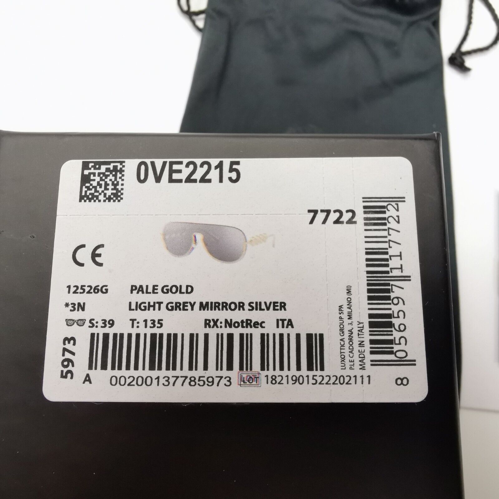 Versace Sunglasses Gold Silver Mirror Medusa Shield Unisex MOD VE 2215 1252/6G