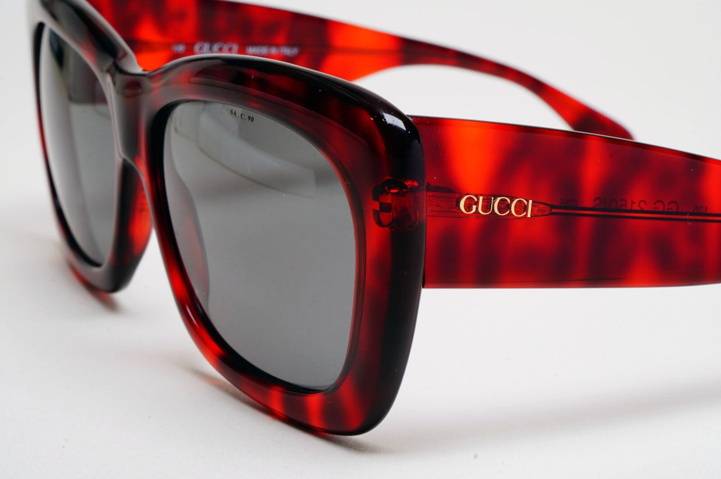 Gucci Sunglasses 1993 Vintage Square Red Bordo Marble Grey GG 2150/S C35 070325