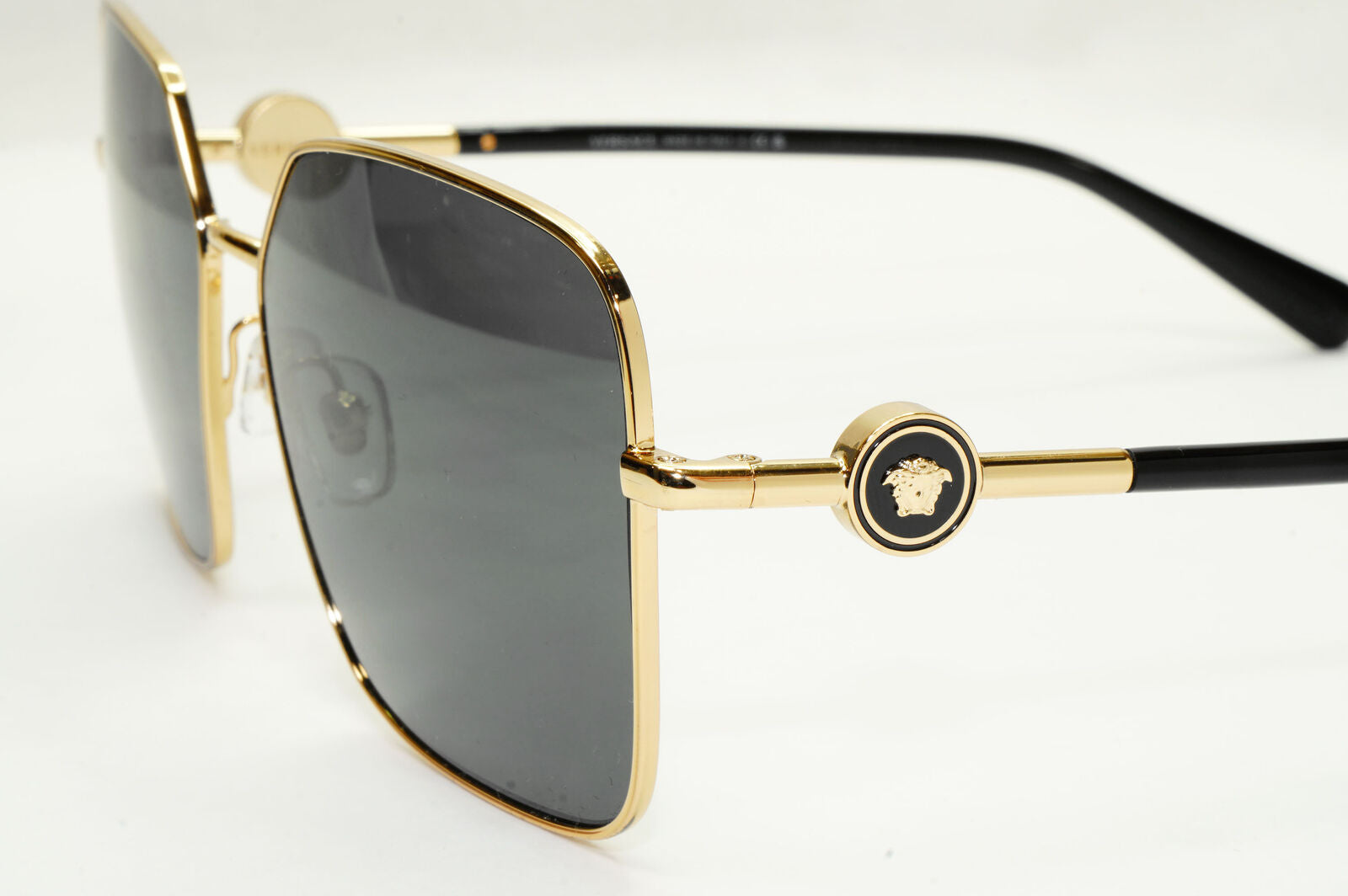 Versace Sunglasses Black Gold Medusa Square Metal MOD 2227 1002/87