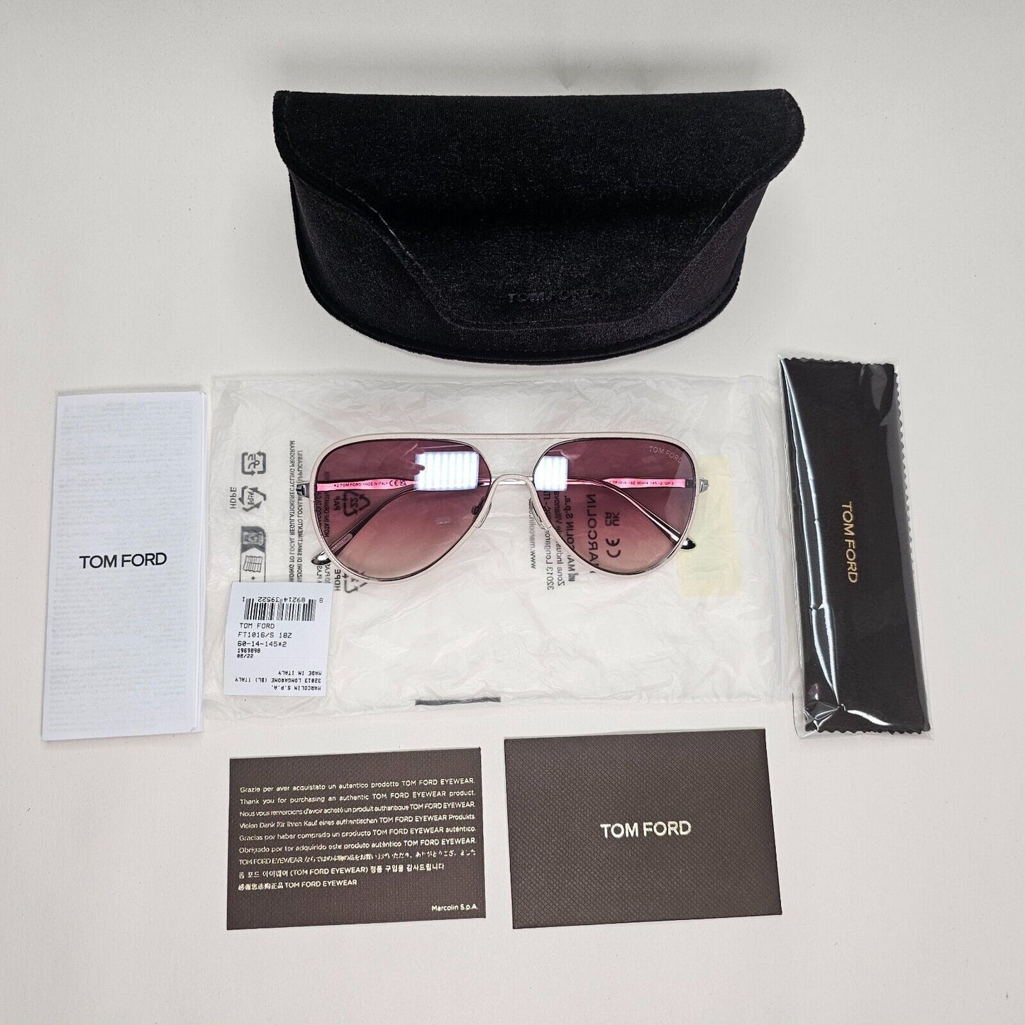 Tom Ford Sunglasses Jessie-02 Leather Pilot Silver Brown FT1016 TF 1016 18Z 60mm