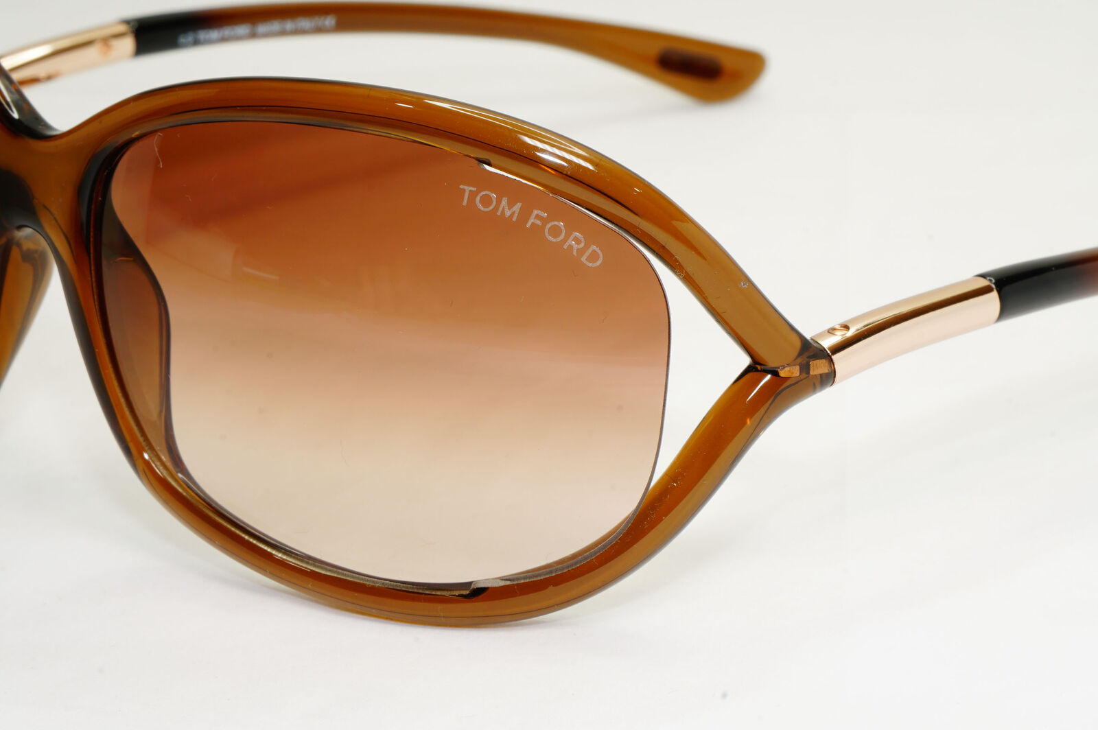 Tom Ford Sunglasses Jennifer Brown Gradient Shiny Gold Wrap FT0008 TF8 692