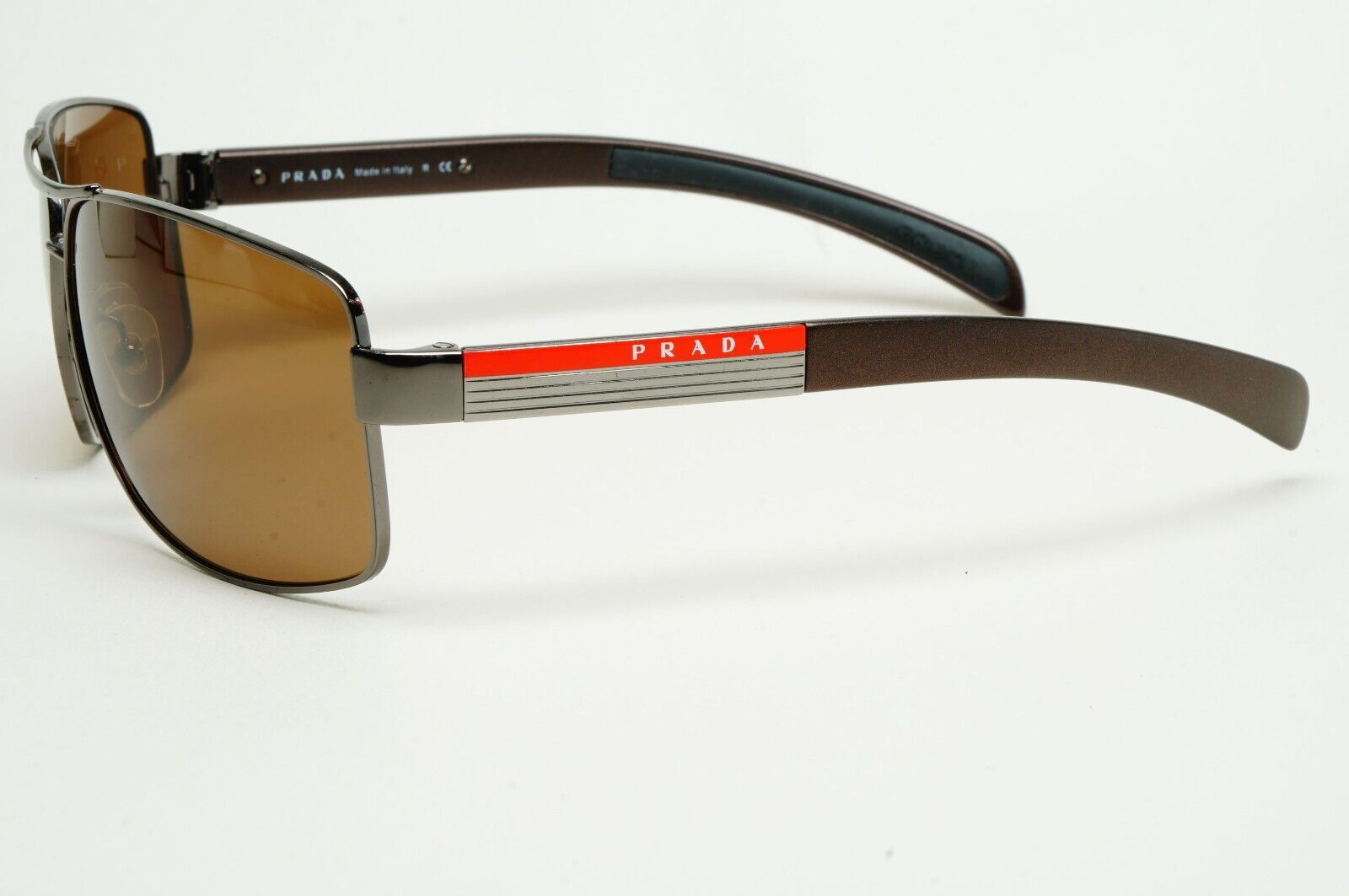 Prada Sunglasses Brown Gunmetal Wrap Navigator PS54IS SPS 54I 5AV-6S1 231124