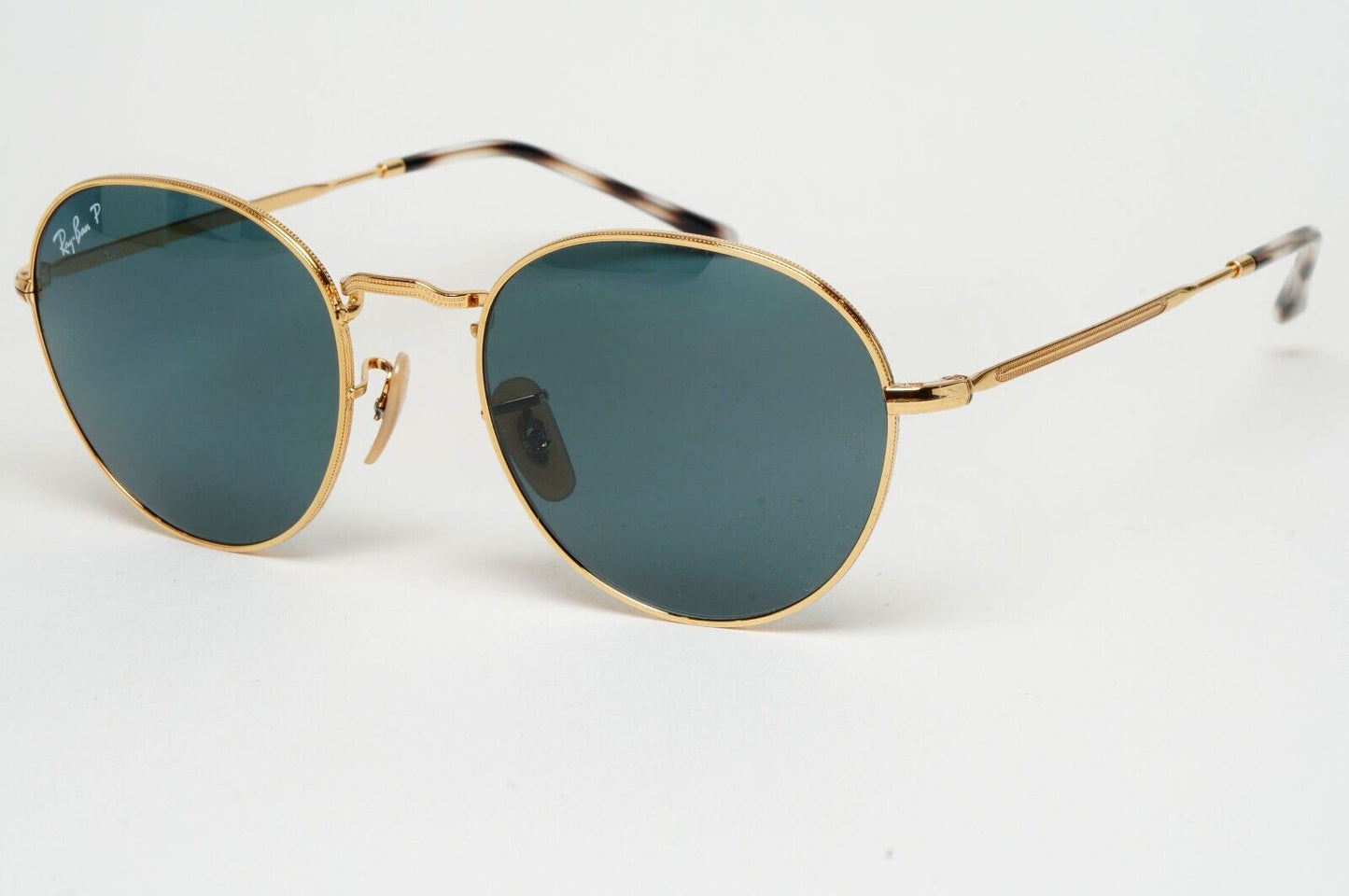 Ray-Ban Sunglasses David  Gold Dark Blue Round RB 3582 001/3R 51mm