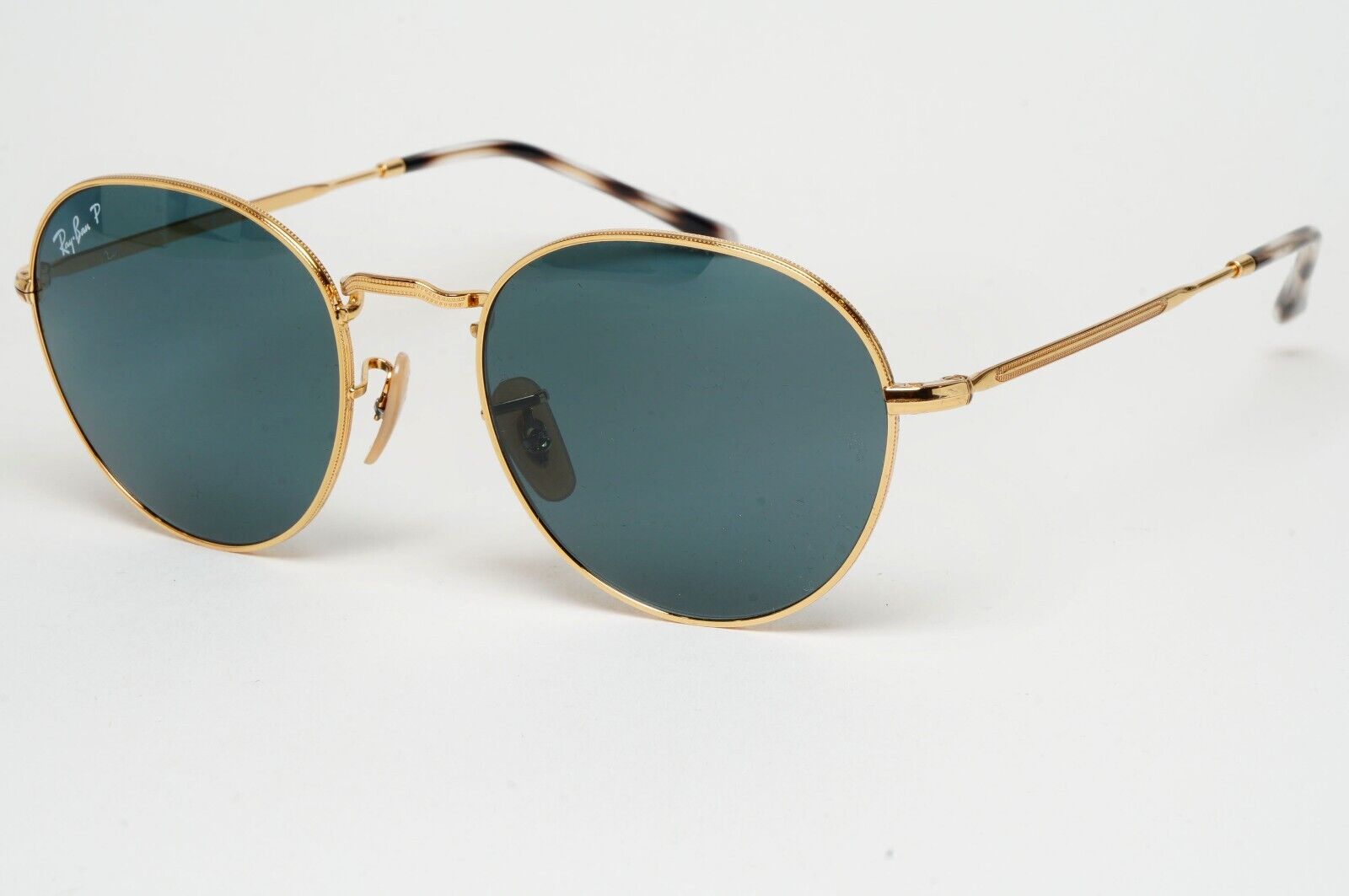 Ray-Ban Sunglasses David  Gold Dark Blue Round RB 3582 001/3R 51mm