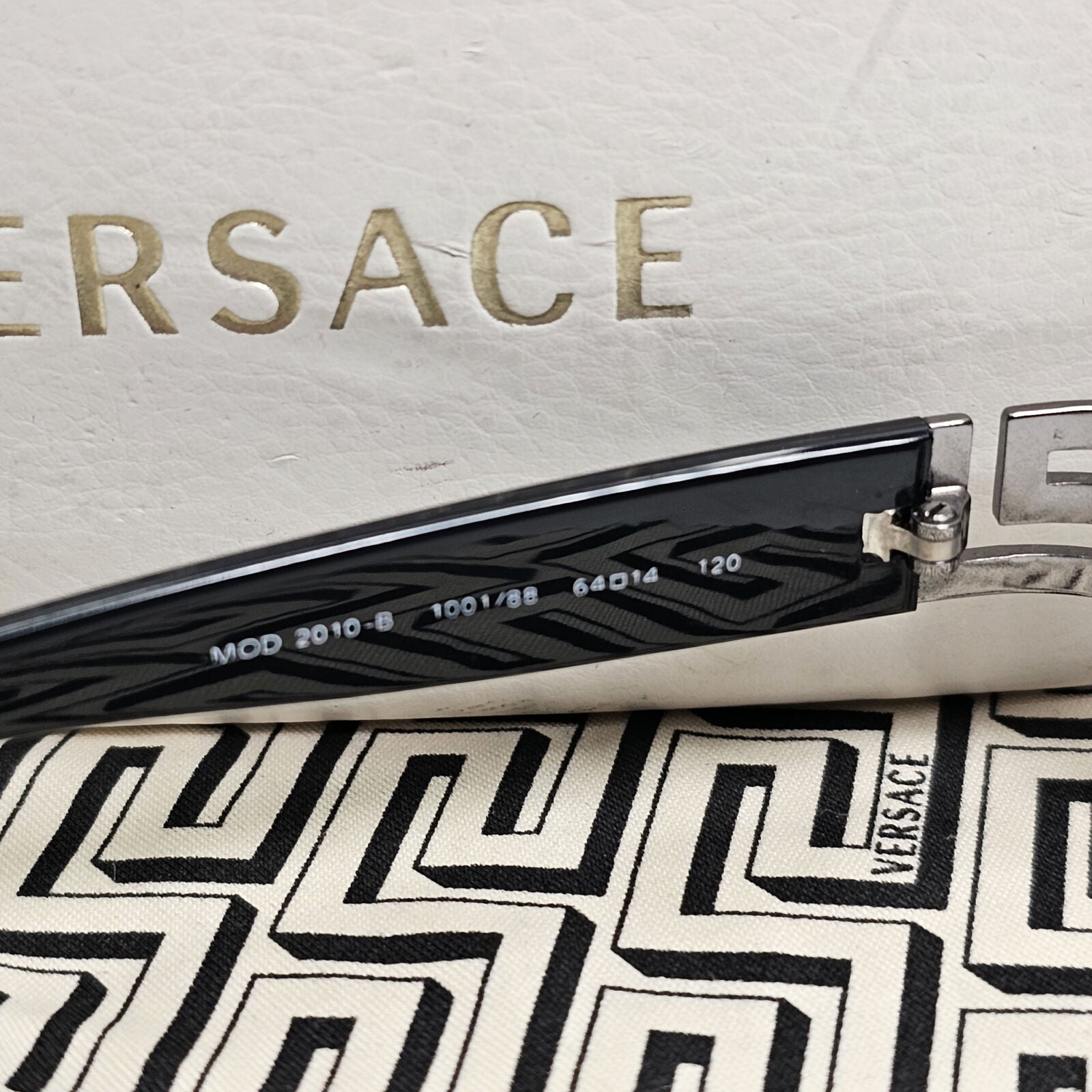 Versace Sunglasses 2004 Vintage Black Grey Mirror Rimless 2010-B 1001/88 140124
