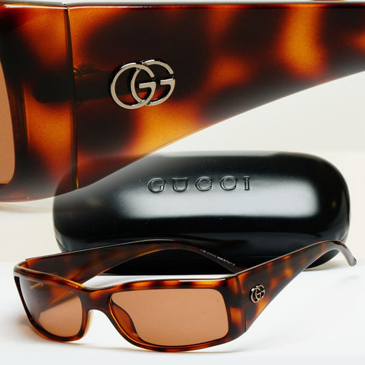 Gucci Sunglasses 1999 Vintage Brown Tortoise Wrap GG 2493/S 583 050225