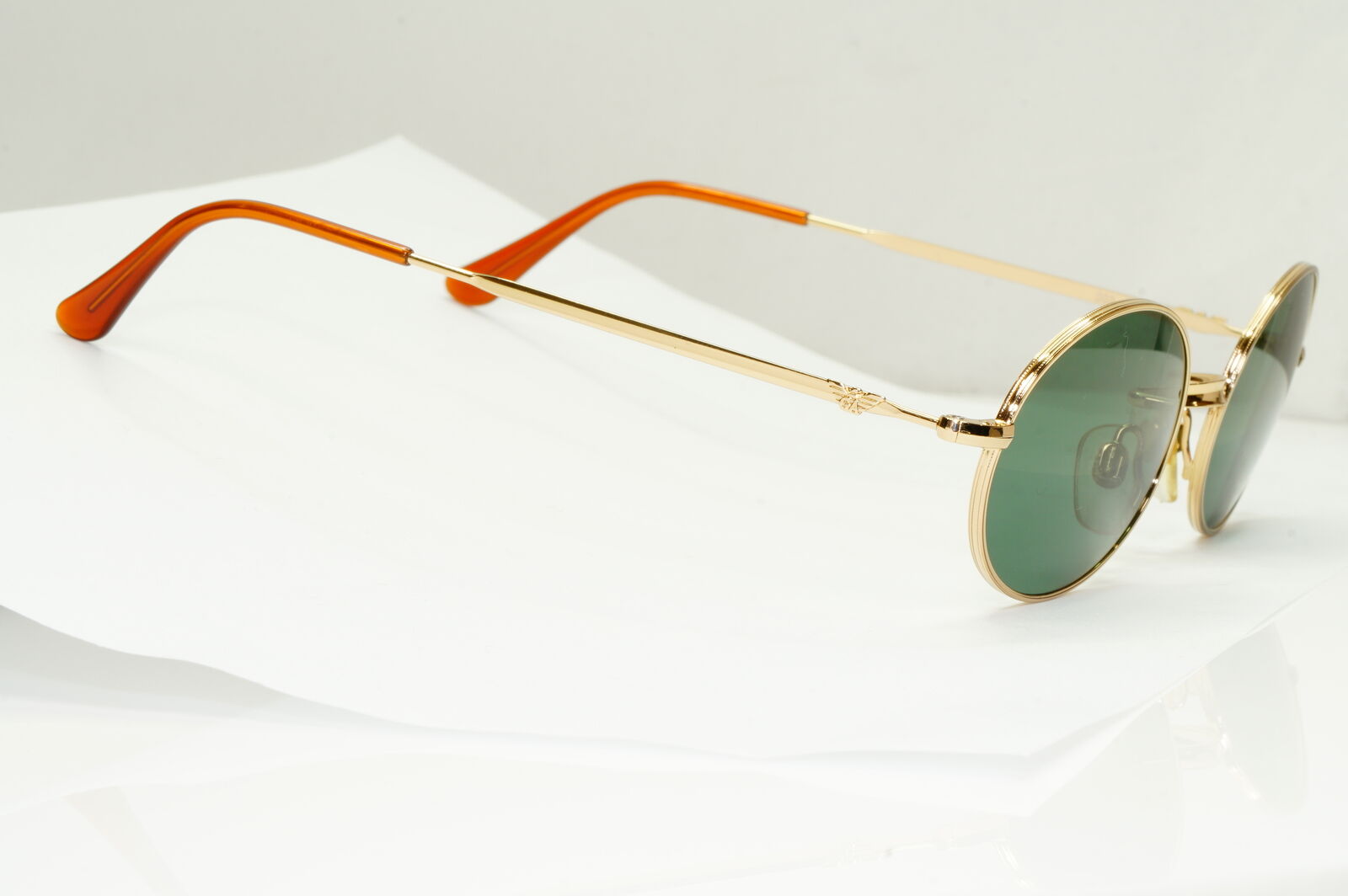 Emporio Armani Sunglasses 1997 Vintage Oval Gold Green Metal Eagle 002-S 743