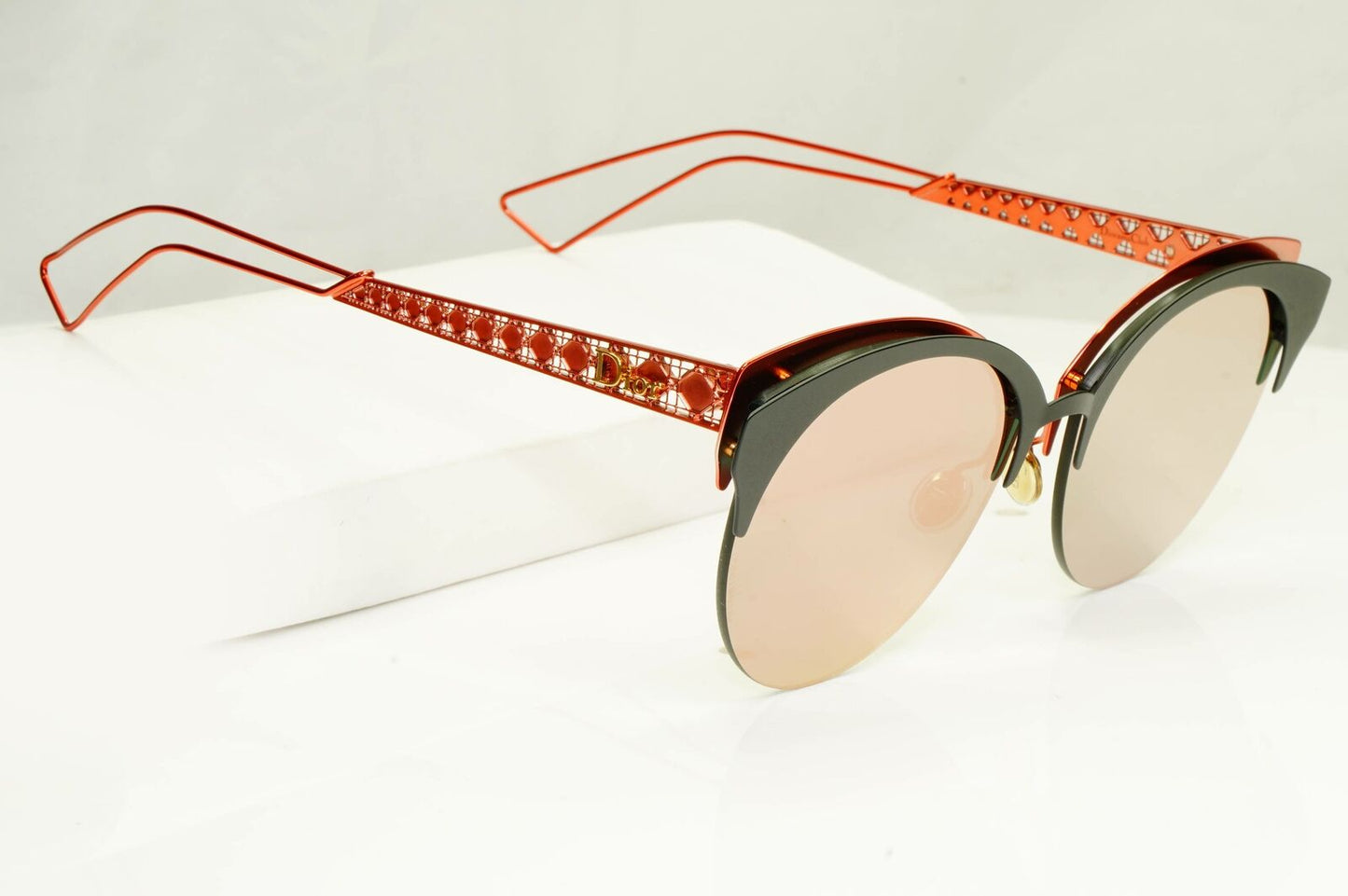 Authentic Dior Womens Mirror Sunglasses Coral Pink Black Diorama Club EYMAP