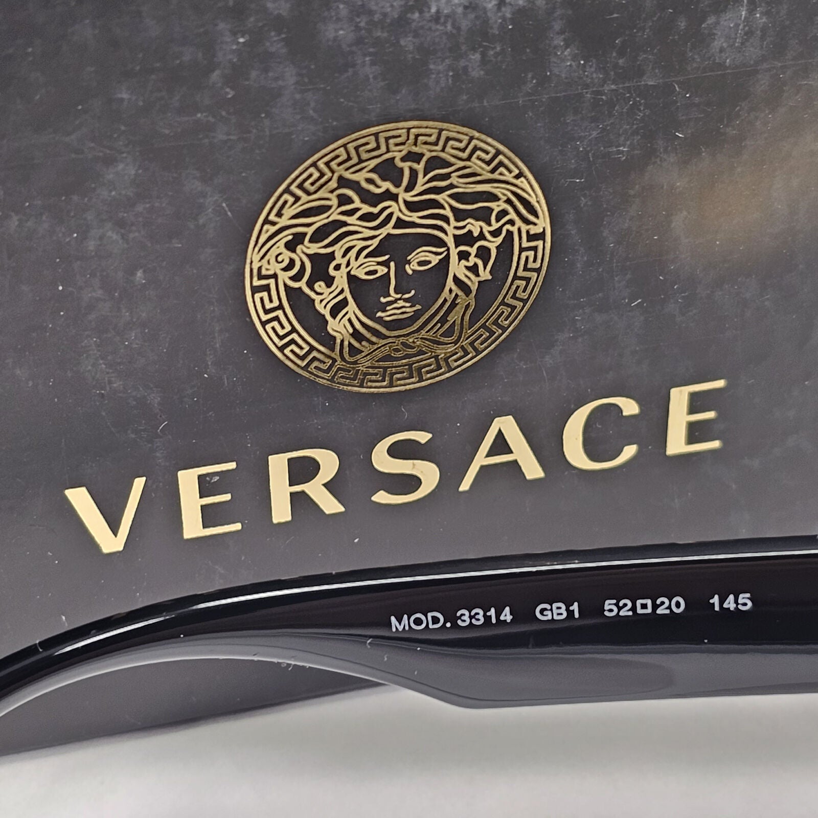 Versace Sunglasses Black Gold Medusa Square Unisex MOD 3314 GB1 52mm