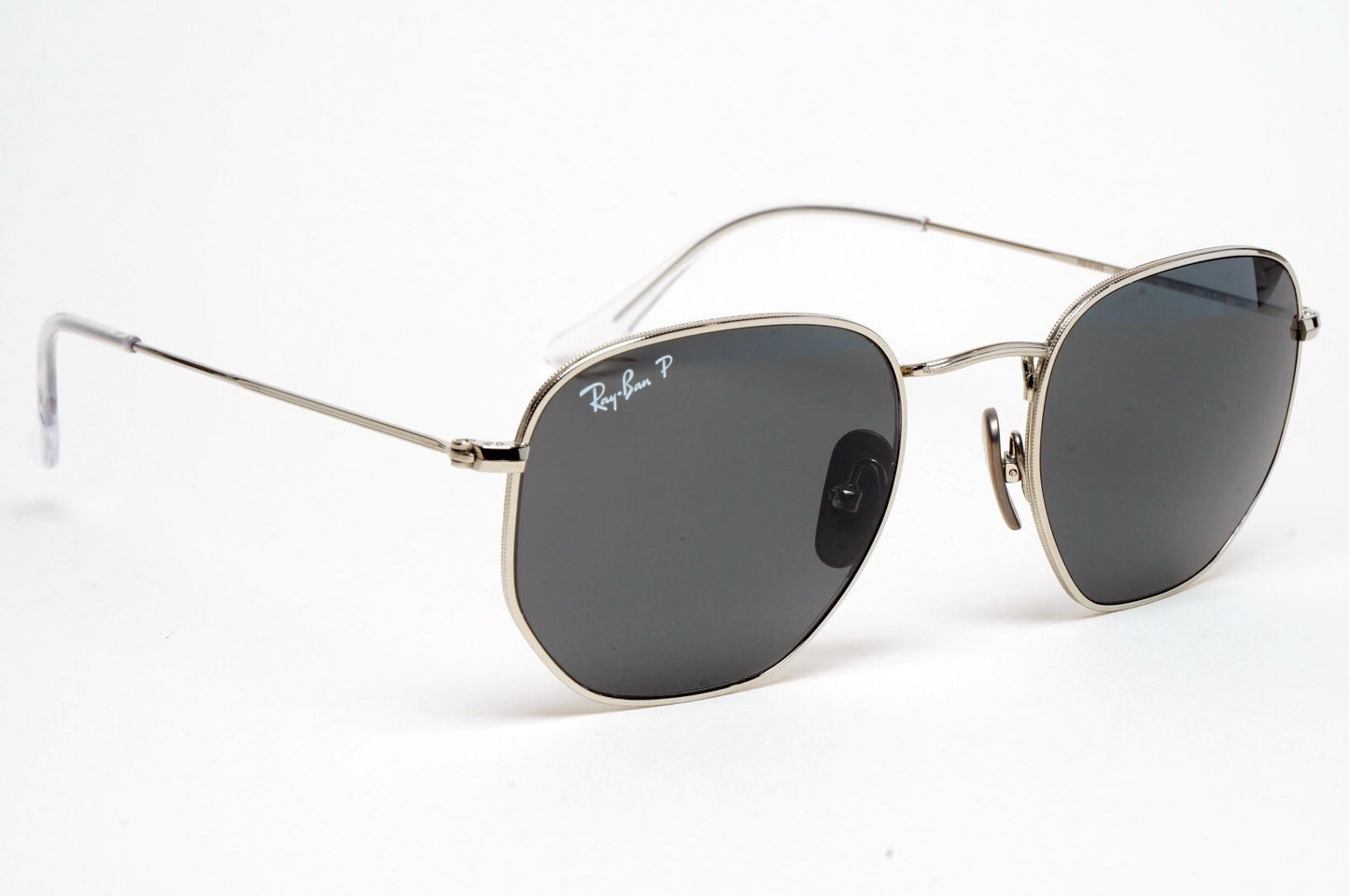 Ray-Ban Sunglasses Hexagonal Titanium Polarised Silver Black RB 8148 9209/48 51m