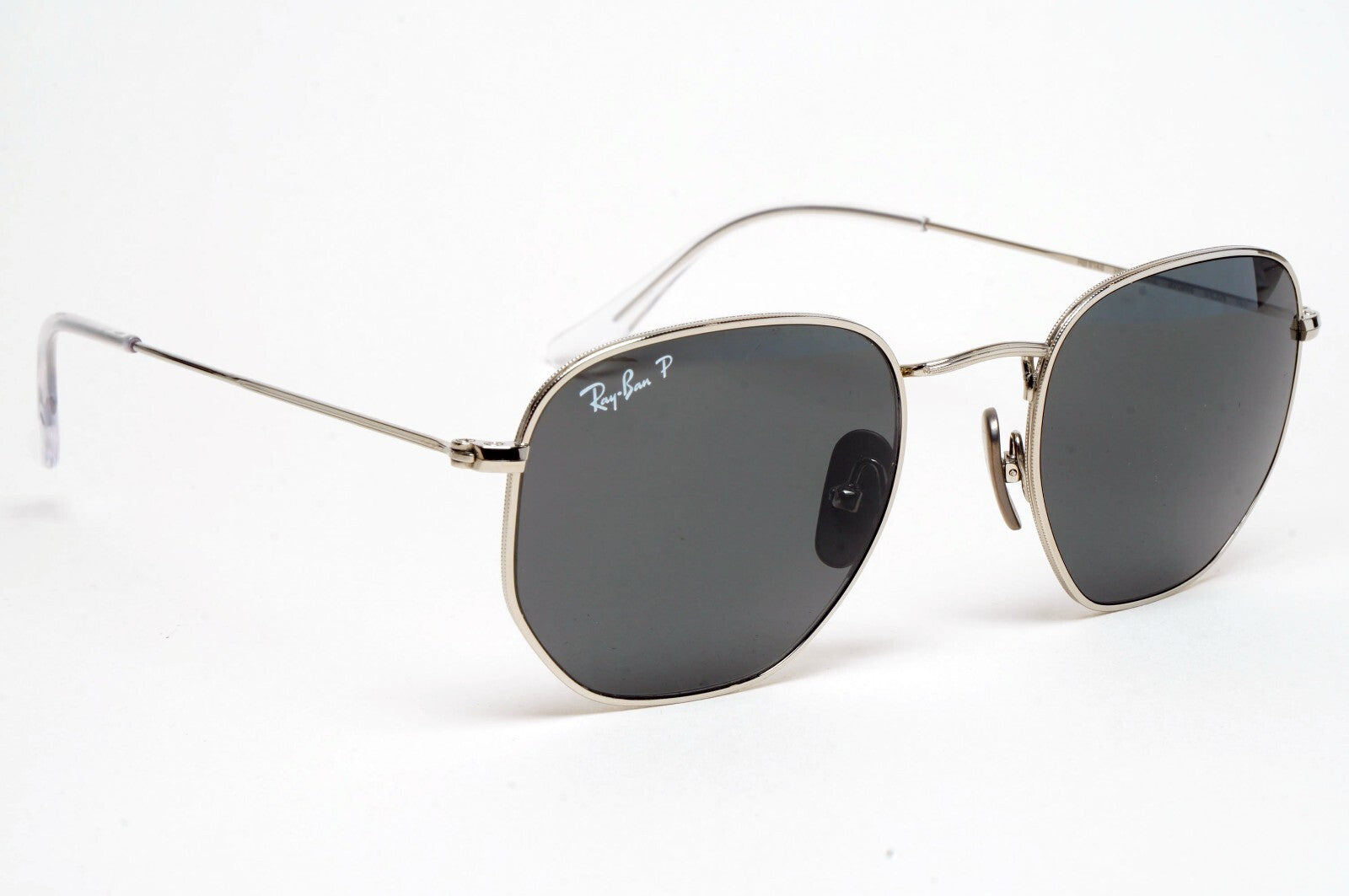 Ray-Ban Sunglasses Hexagonal Titanium Polarised Silver Black RB 8148 9209/48 51m
