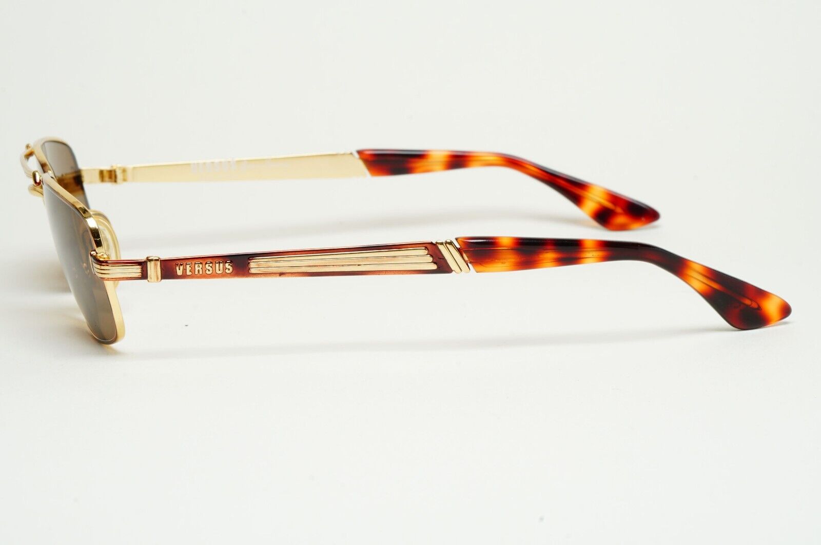 Versus Sunglasses 1996 by Gianni Versace Vintage Rectangle Brown MOD F06 COL 34M