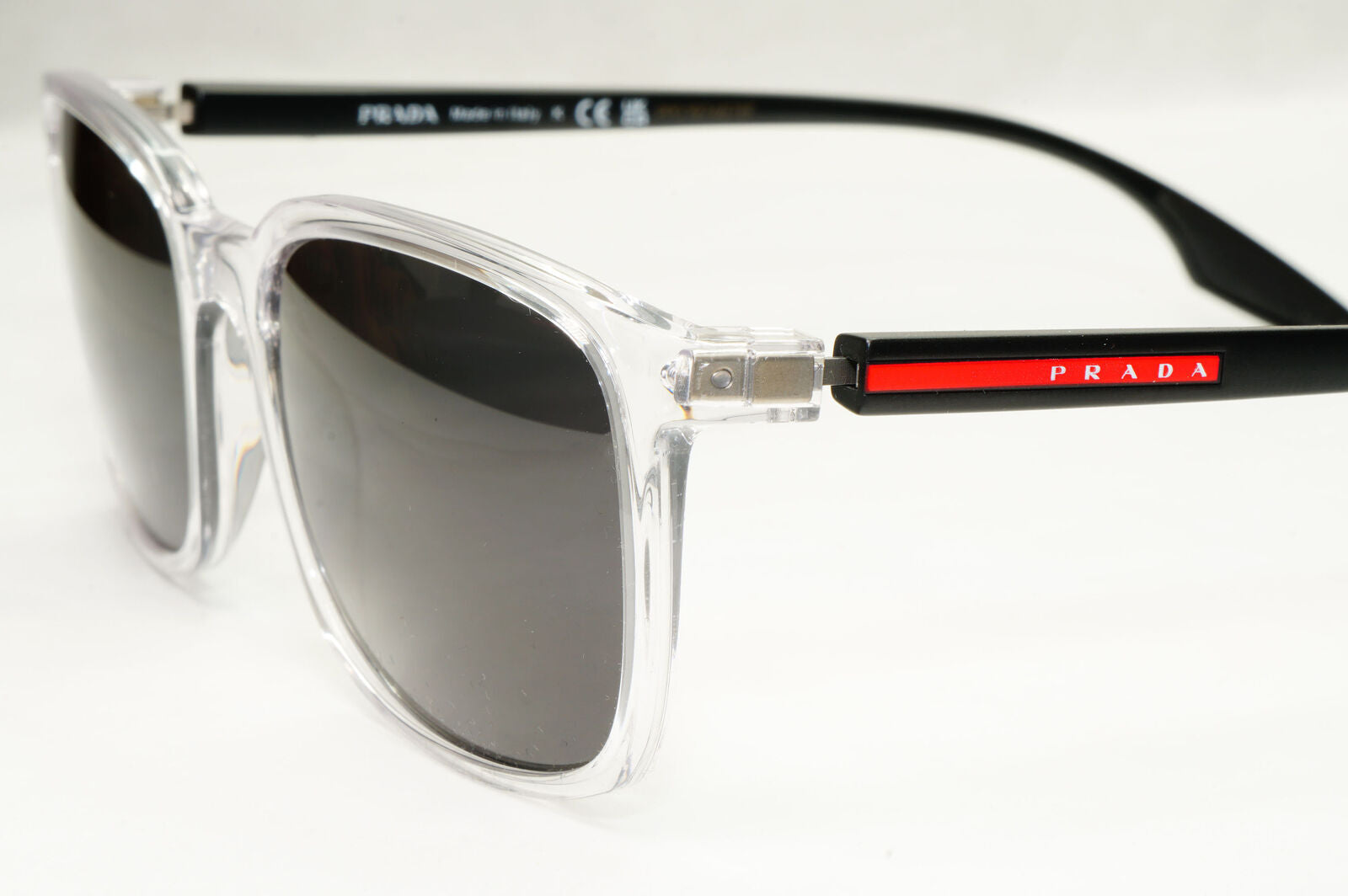 Prada Sunglasses Crystal Black Square Transparent PS05MV VPS 05M 2AZ-1O1 55mm
