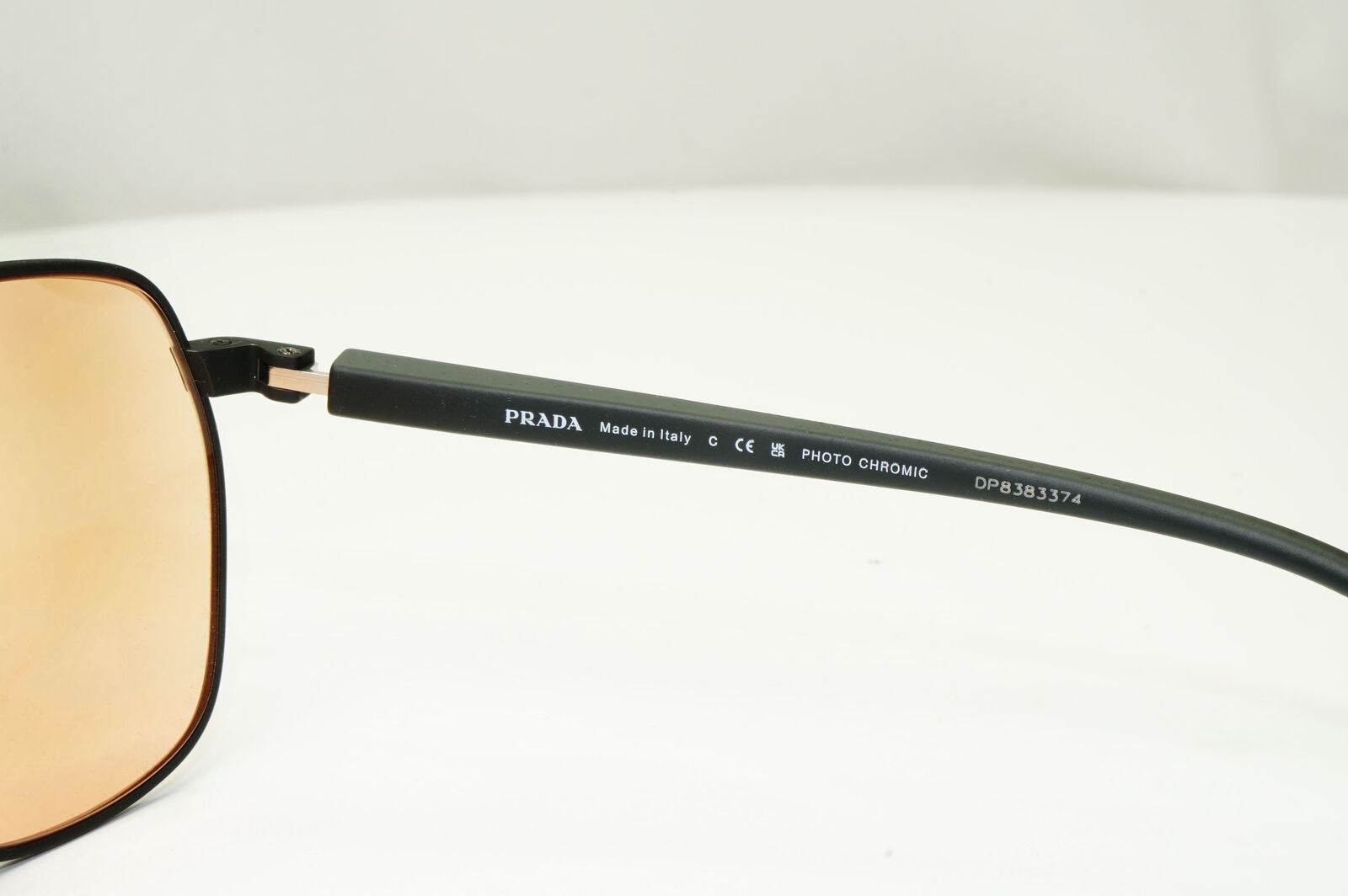 Prada Photocromic Yellow Orange Sunglasses Black Pilot PS55VS SPS 55V DG0-01S