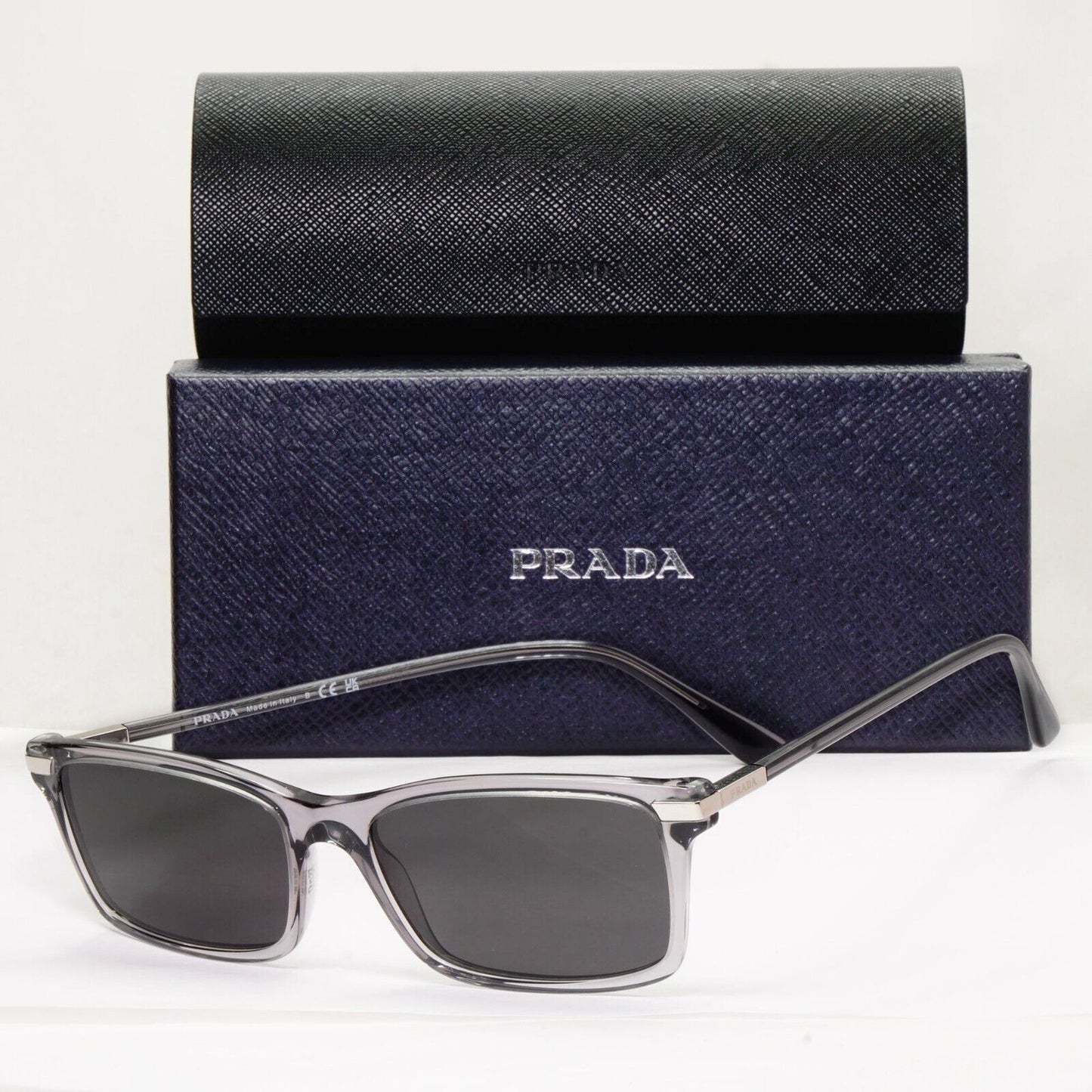 Prada Sunglasses Black Grey Transparent Crystal PR03YV VPR 03Y 08U-1O1 56mm