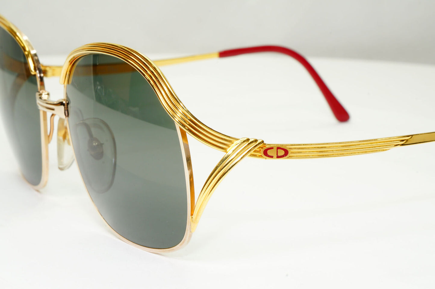 Dior 1990s Vintage Sunglasses Austria Metal Gold Grey Green 2474 44 071222