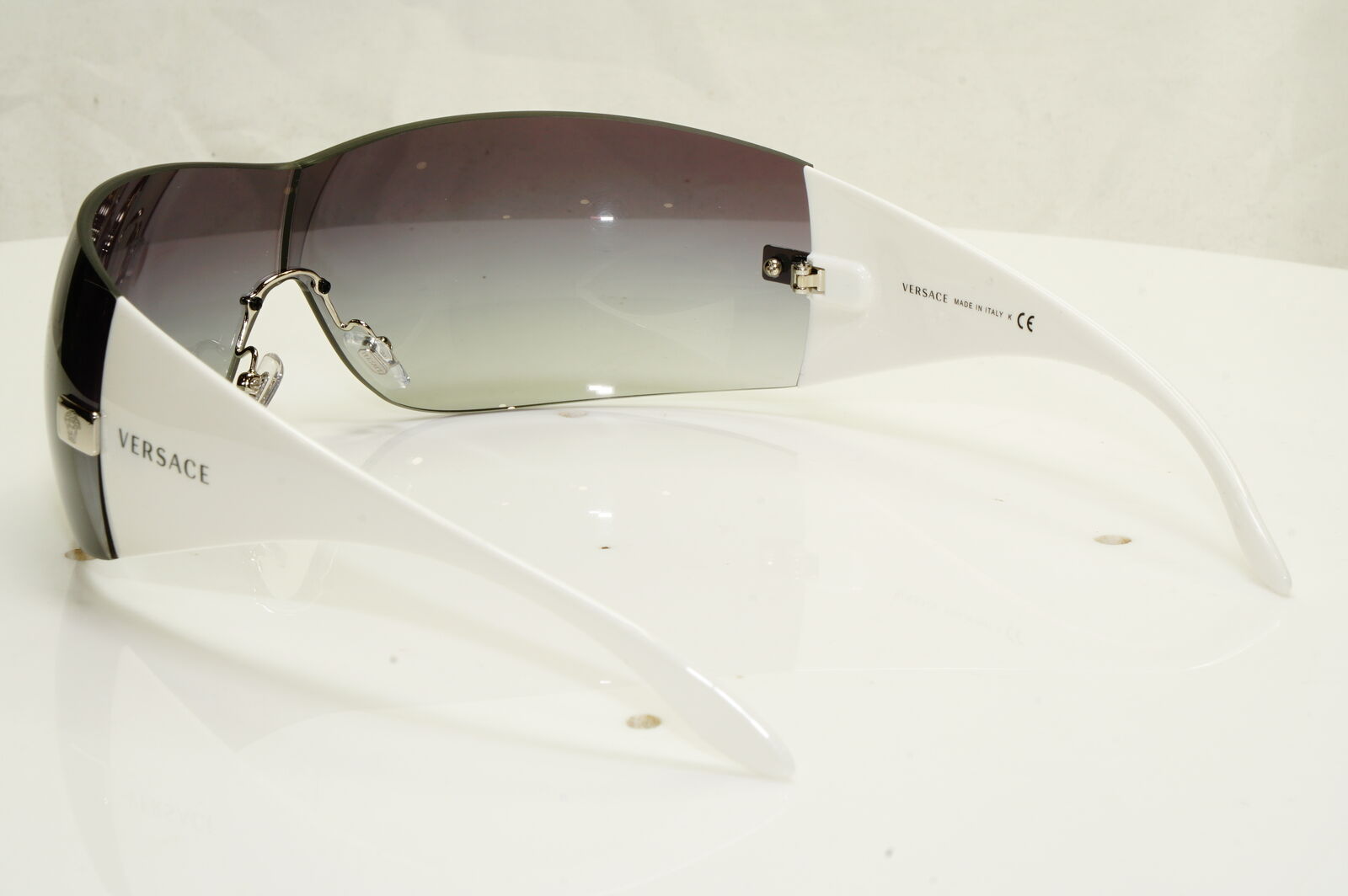 Authentic Versace Sunglasses White Shield Mens Womens Visor Ski 2054 1000/8G