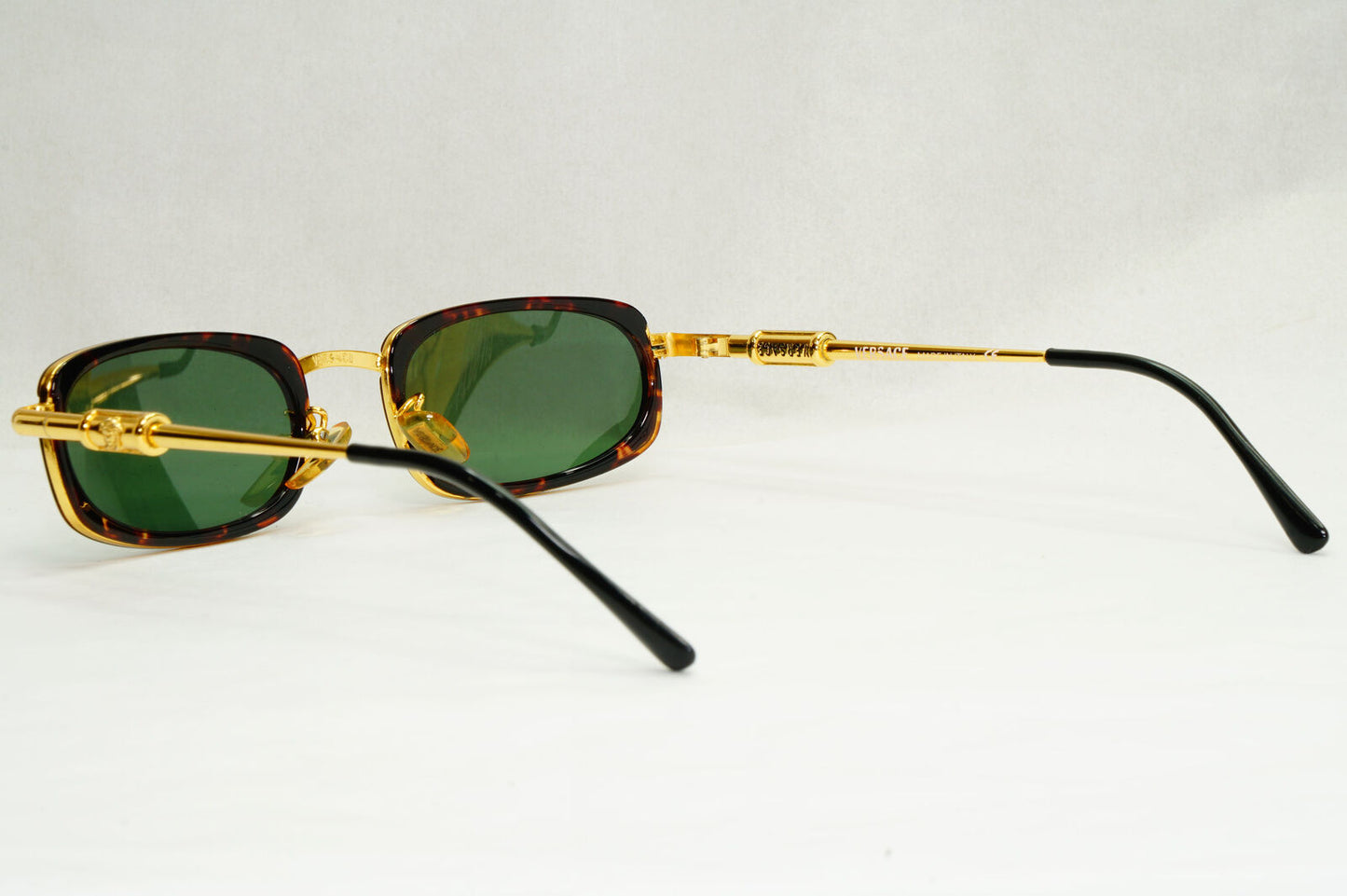 Gianni Versace 1995 Sunglasses Gold Tortoise Green MOD X12 COL A11 50mm 200124