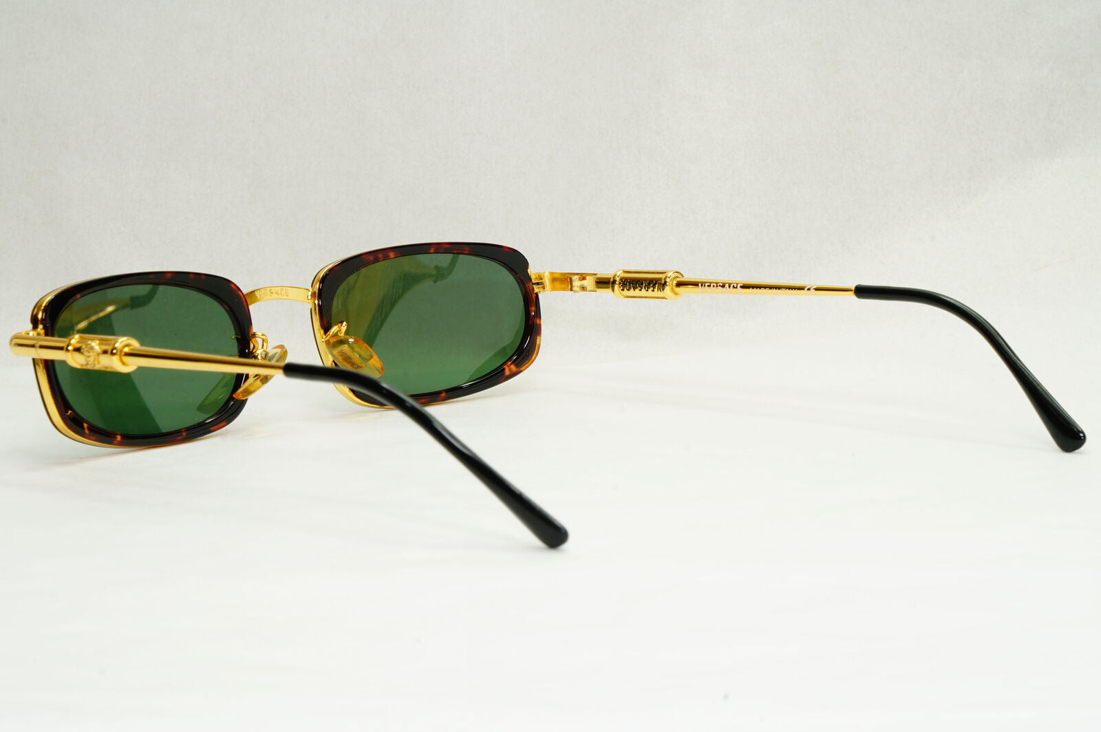 Gianni Versace 1995 Sunglasses Gold Tortoise Green MOD X12 COL A11 50mm 200124