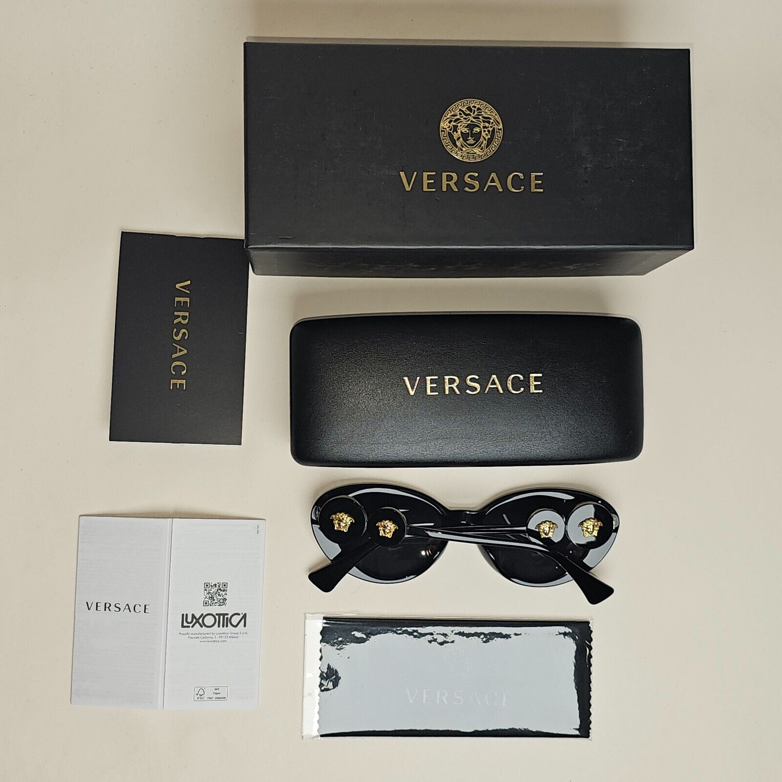Versace Sunglasses Black Cat Eye Gold Medusa MOD VE 4433-U GB1/87 54mm