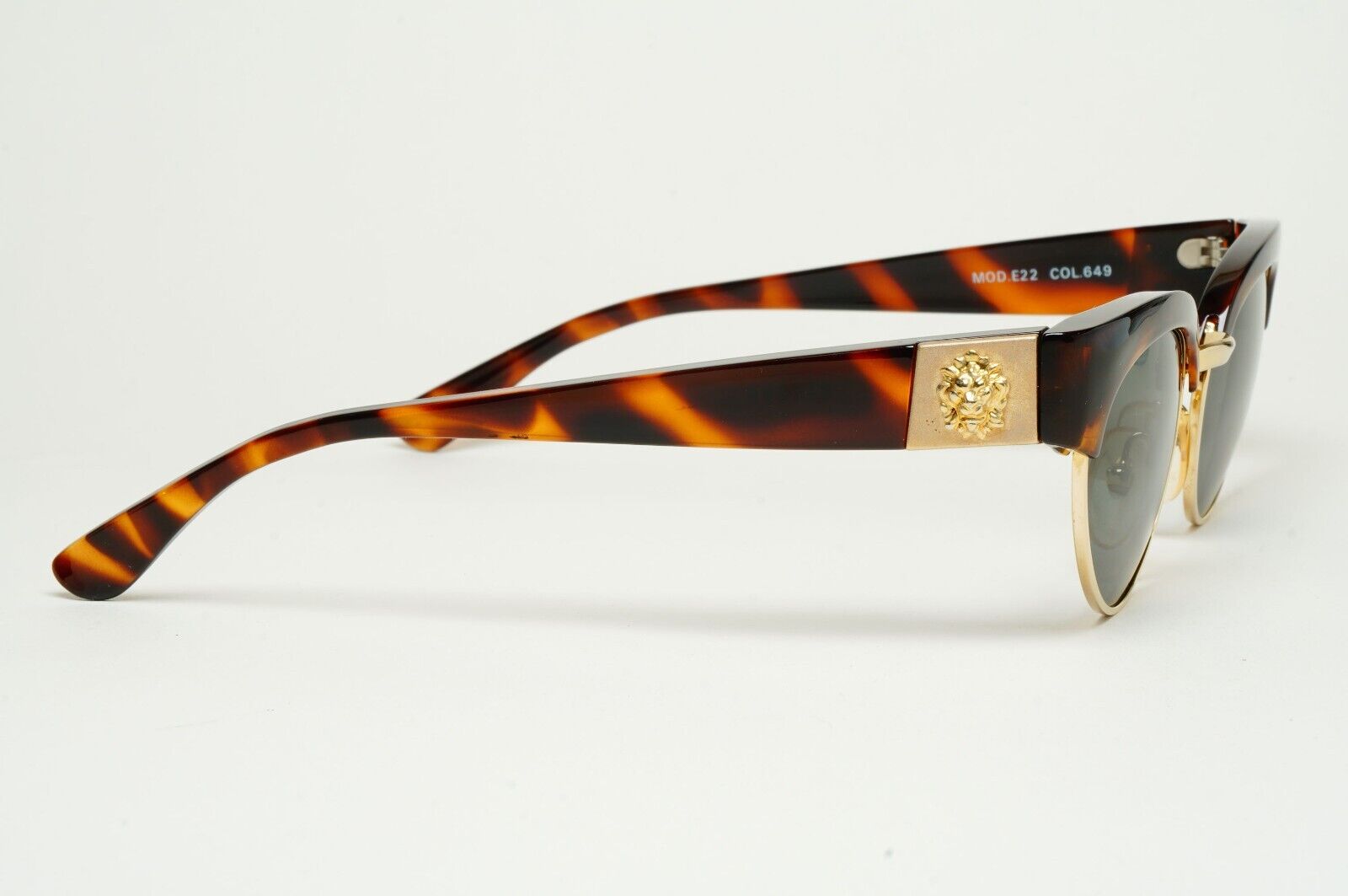 Versus Sunglasses 1996 by Gianni Versace Vintage Brown Gold Lion MOD E22 COL 649