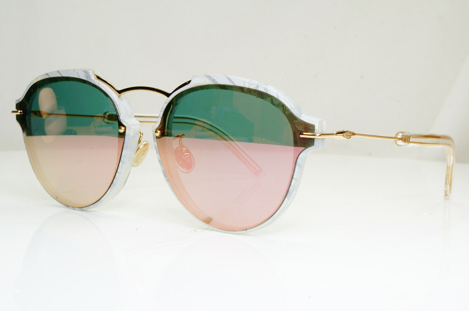 Authentic DIOR Womens Mirror Boxed Sunglasses Gold Square Eclat GBZ0J 29110