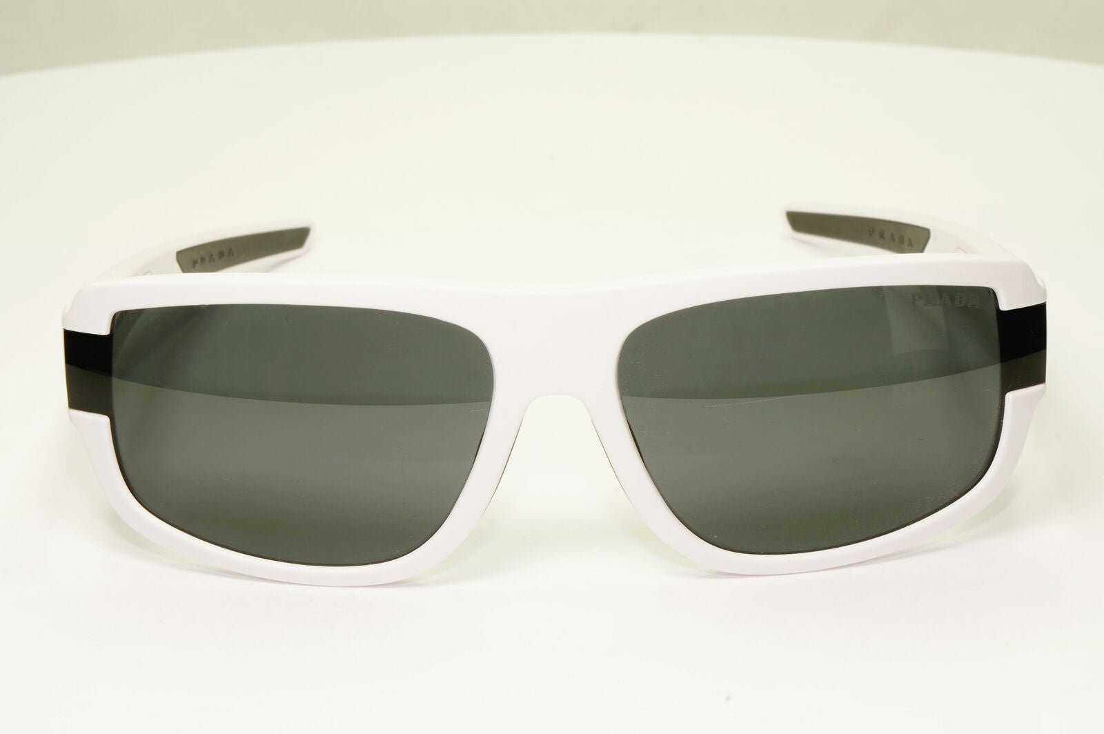 Prada White Black Sunglasses Mens Rectangle Red Stripe SPS 03W F PS03WFS TWK-06F