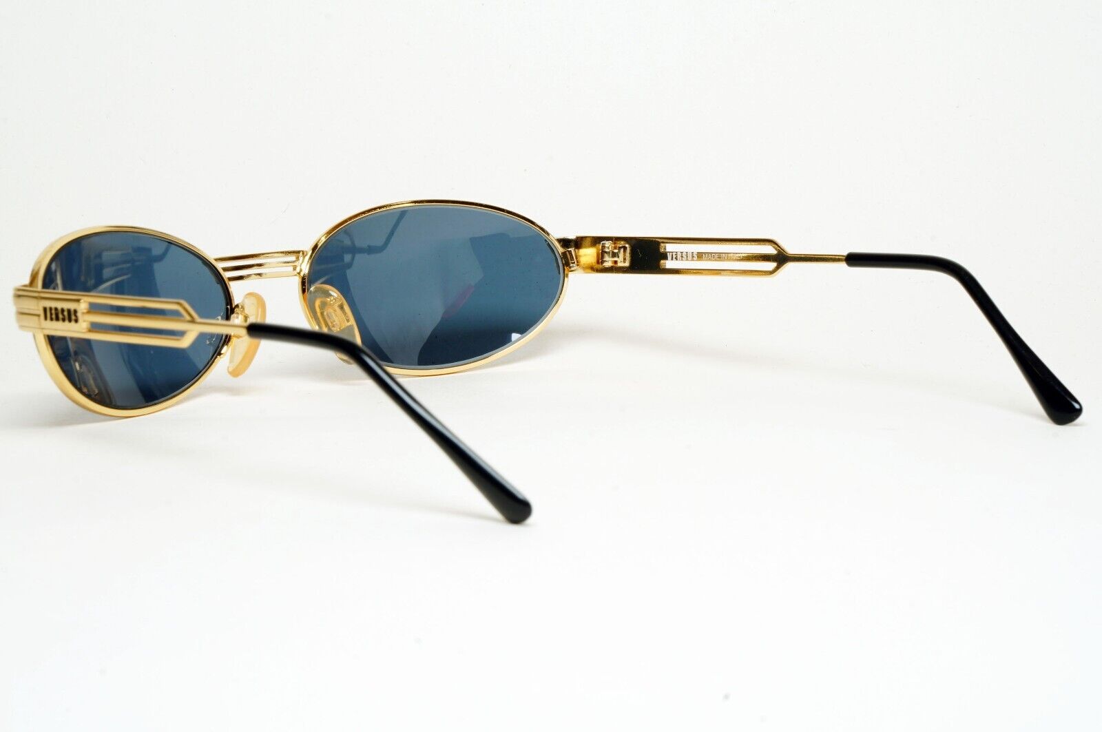 Versus Sunglasses 1996 by Gianni Versace Vintage Gold Oval Grey MOD F34 COL 09M