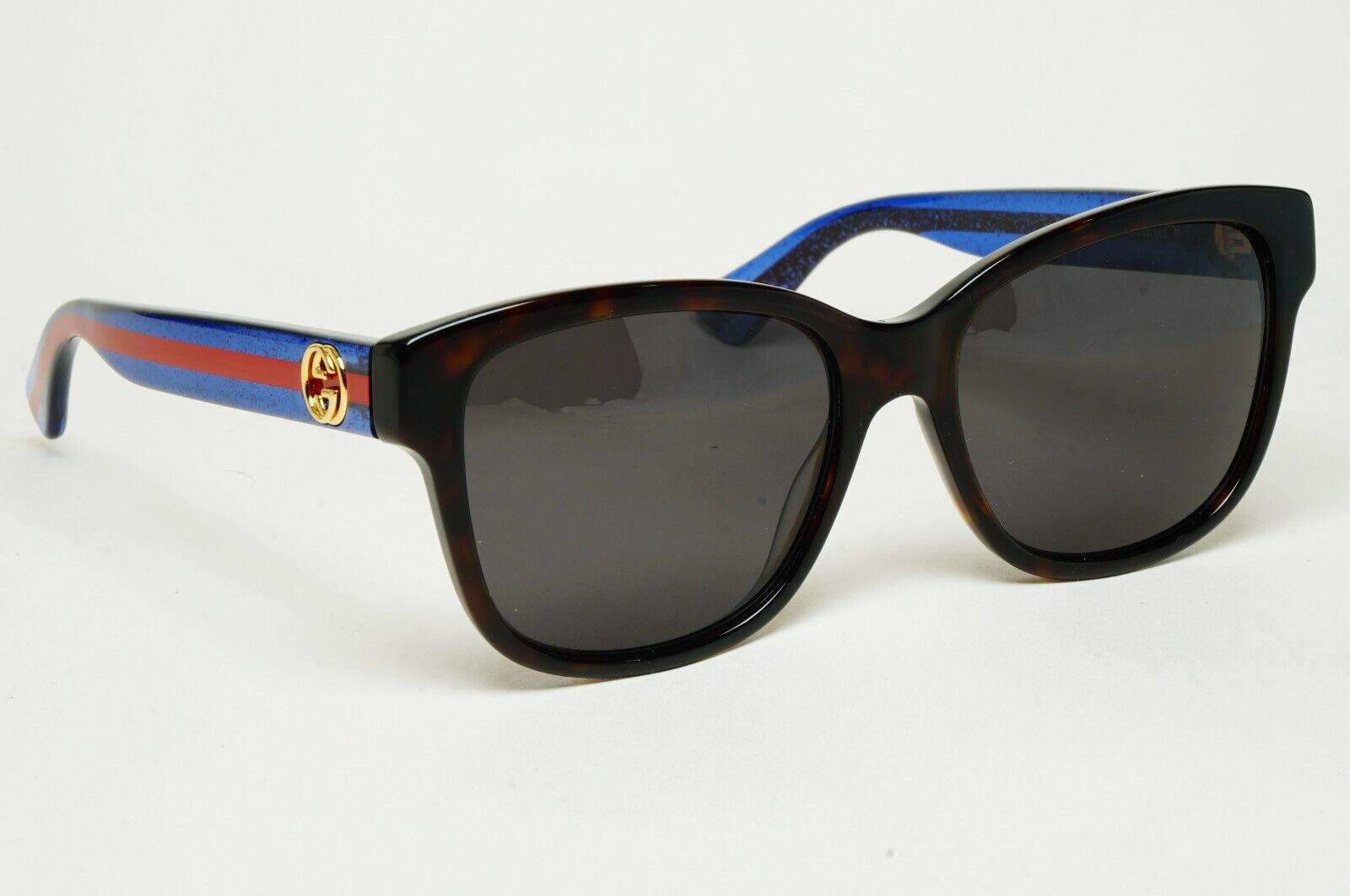Gucci Sunglasses 2017 Brown Blue Square Red Stripe GG0038ON 003 54mm 100225