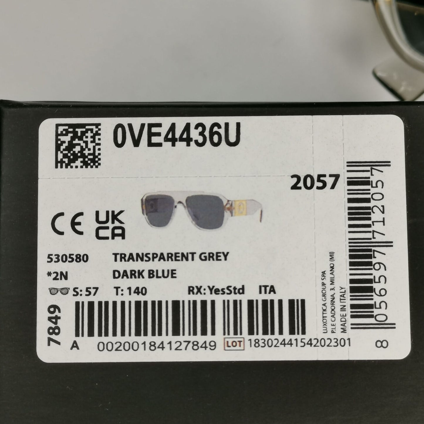Versace Sunglasses Transparent Grey Gold Square Medusa Biggie MOD 4436-U 5305/80