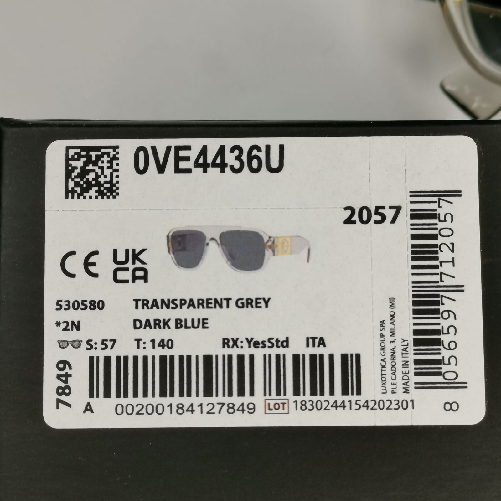 Versace Sunglasses Transparent Grey Gold Square Medusa Biggie MOD 4436-U 5305/80