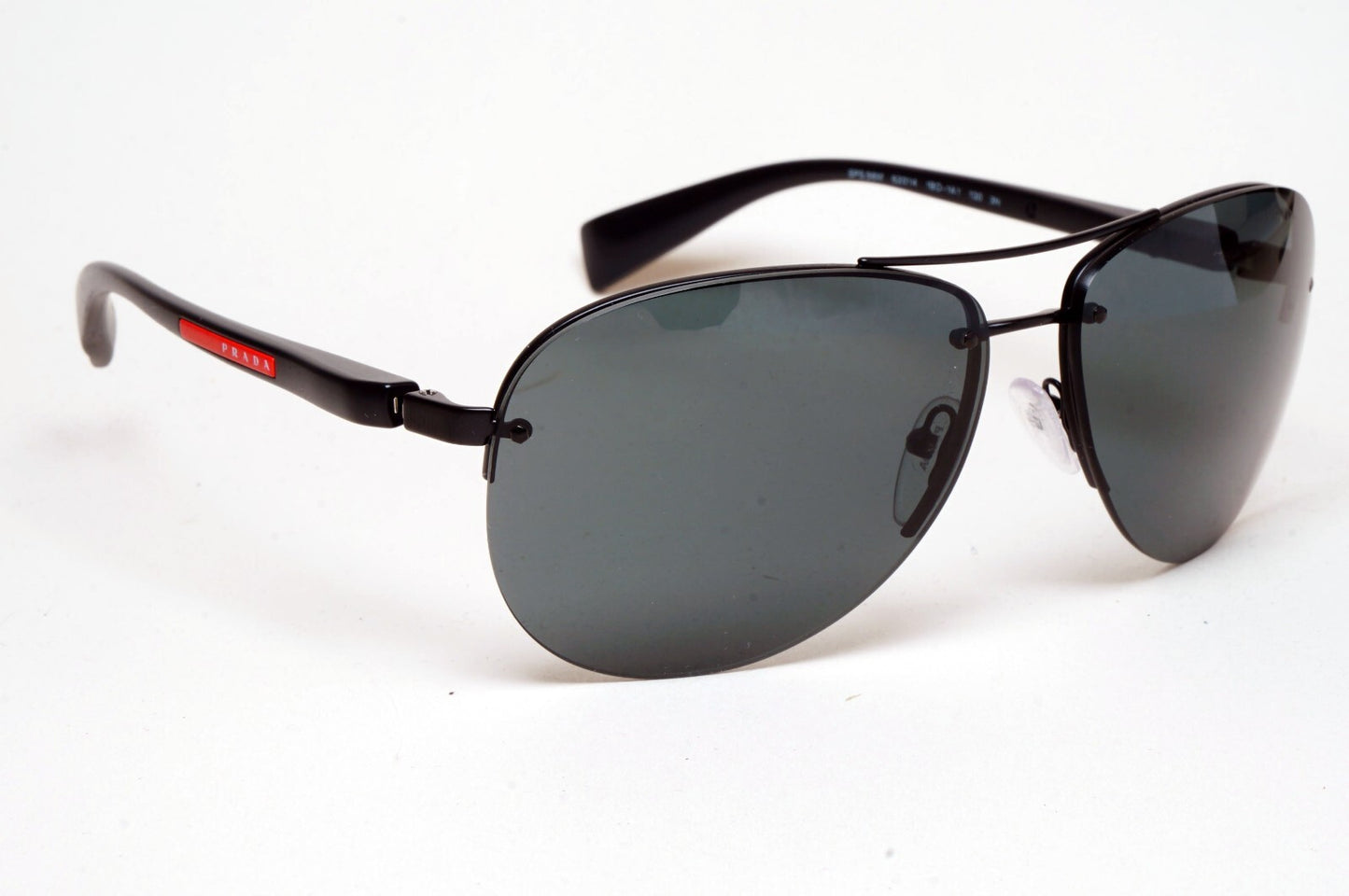 Prada Sunglasses Rimless Pilot Black Grey PS56MS SPS 56M 1BO-1A1 62mm