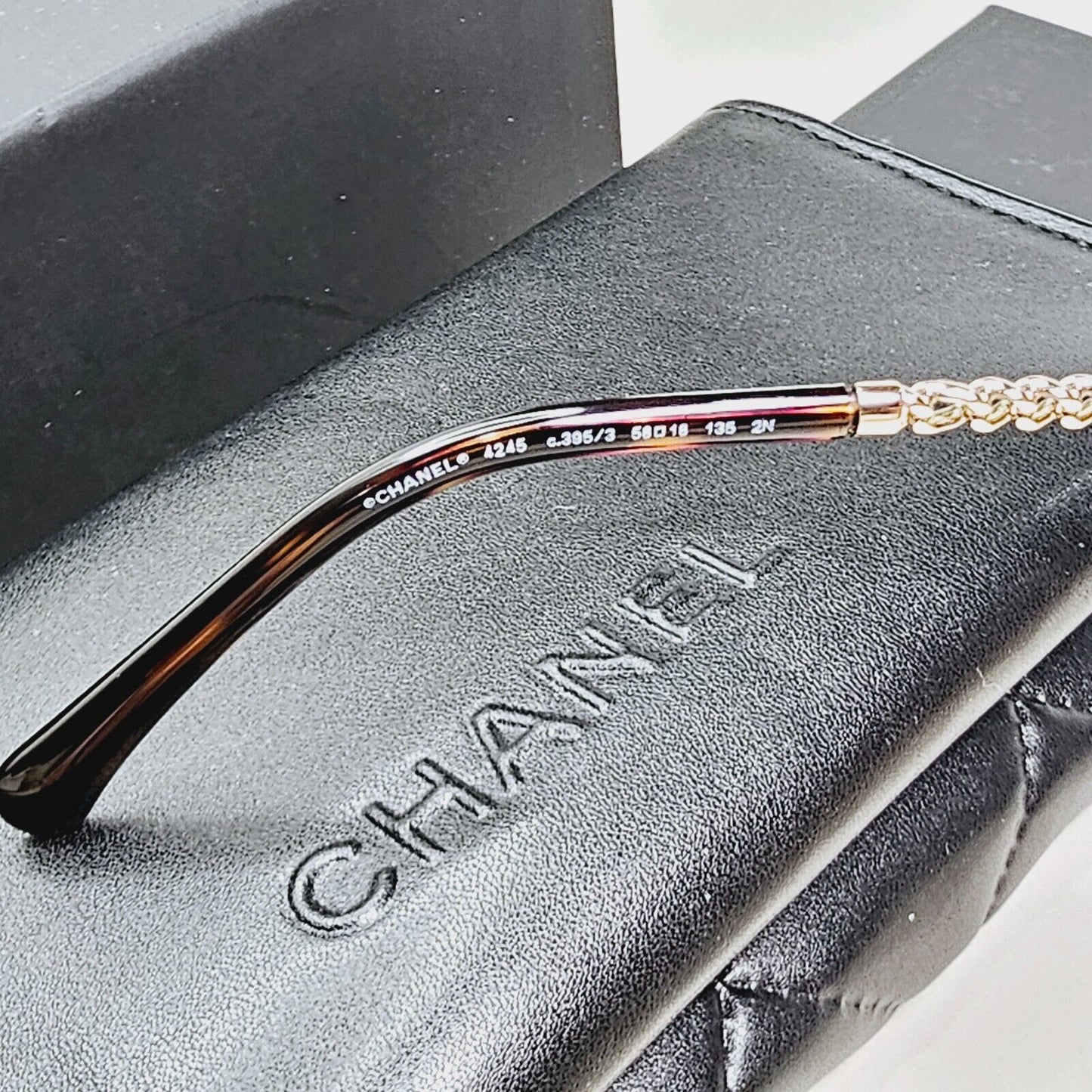 Chanel Sunglasses Chain Gold Brown Round Rimless 4245 c.395/3 311024