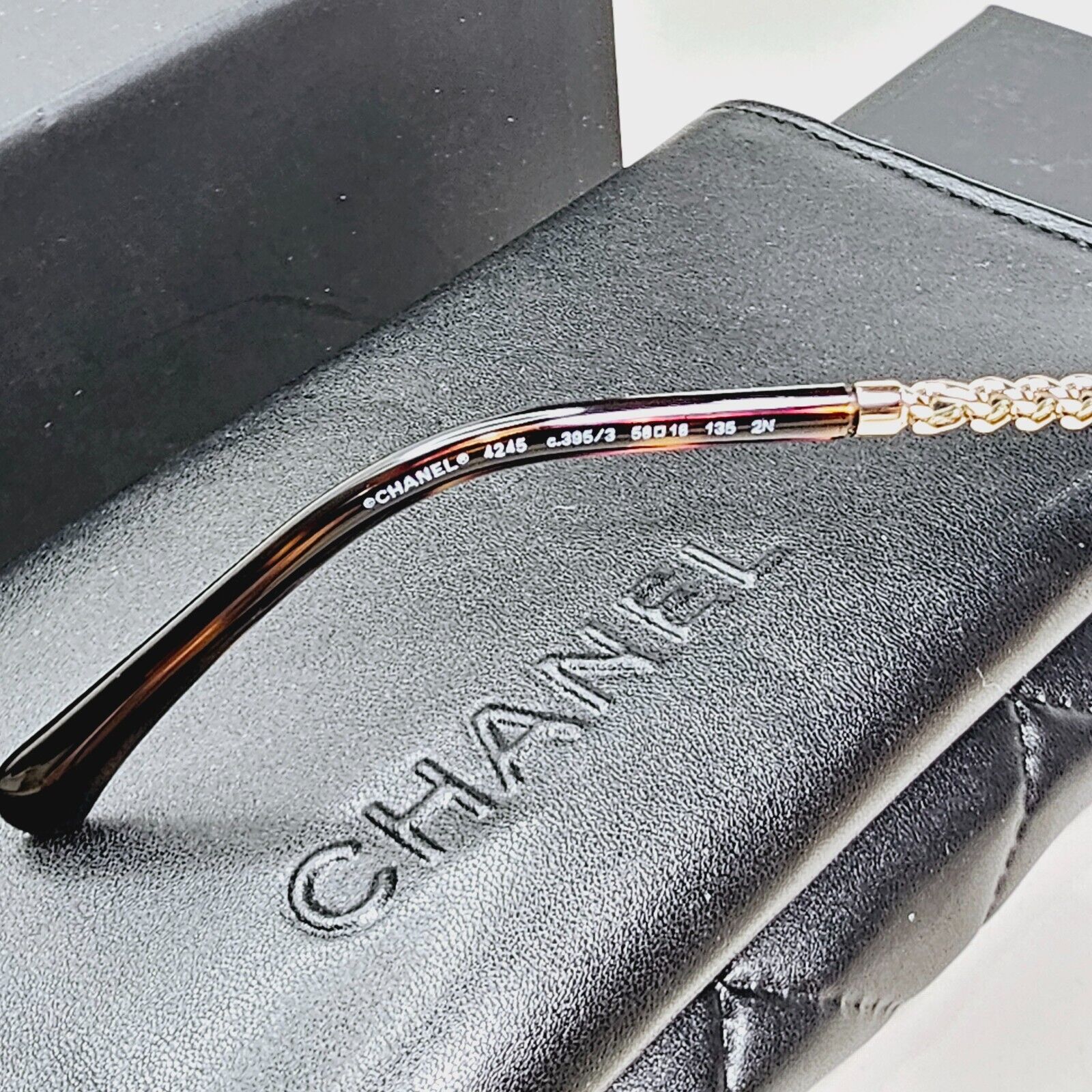 Chanel Sunglasses Chain Gold Brown Round Rimless 4245 c.395/3 311024