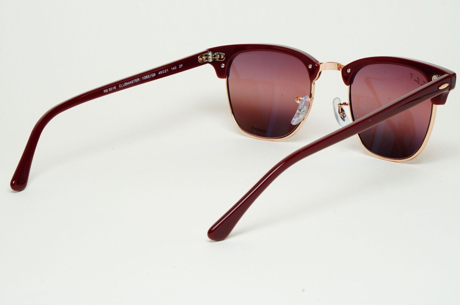 Ray-Ban Sunglasses Clubmaster Polarised Chromance Bordeaux RB 3016 1365/G9 49mm
