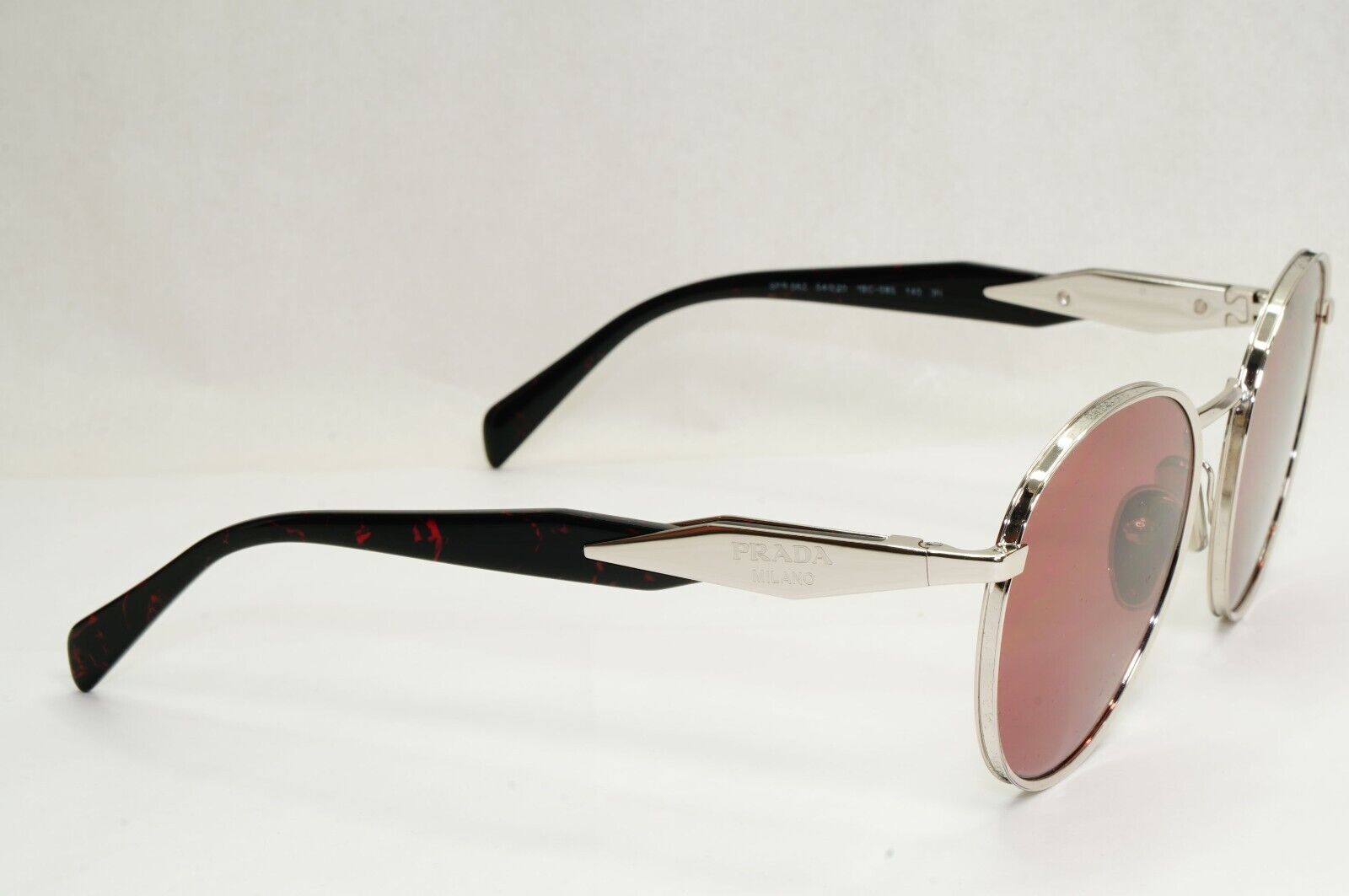 Prada Sunglasses Silver Dark Violet Bordo Round Metal PR56ZS SPR 56Z 1BC-08S