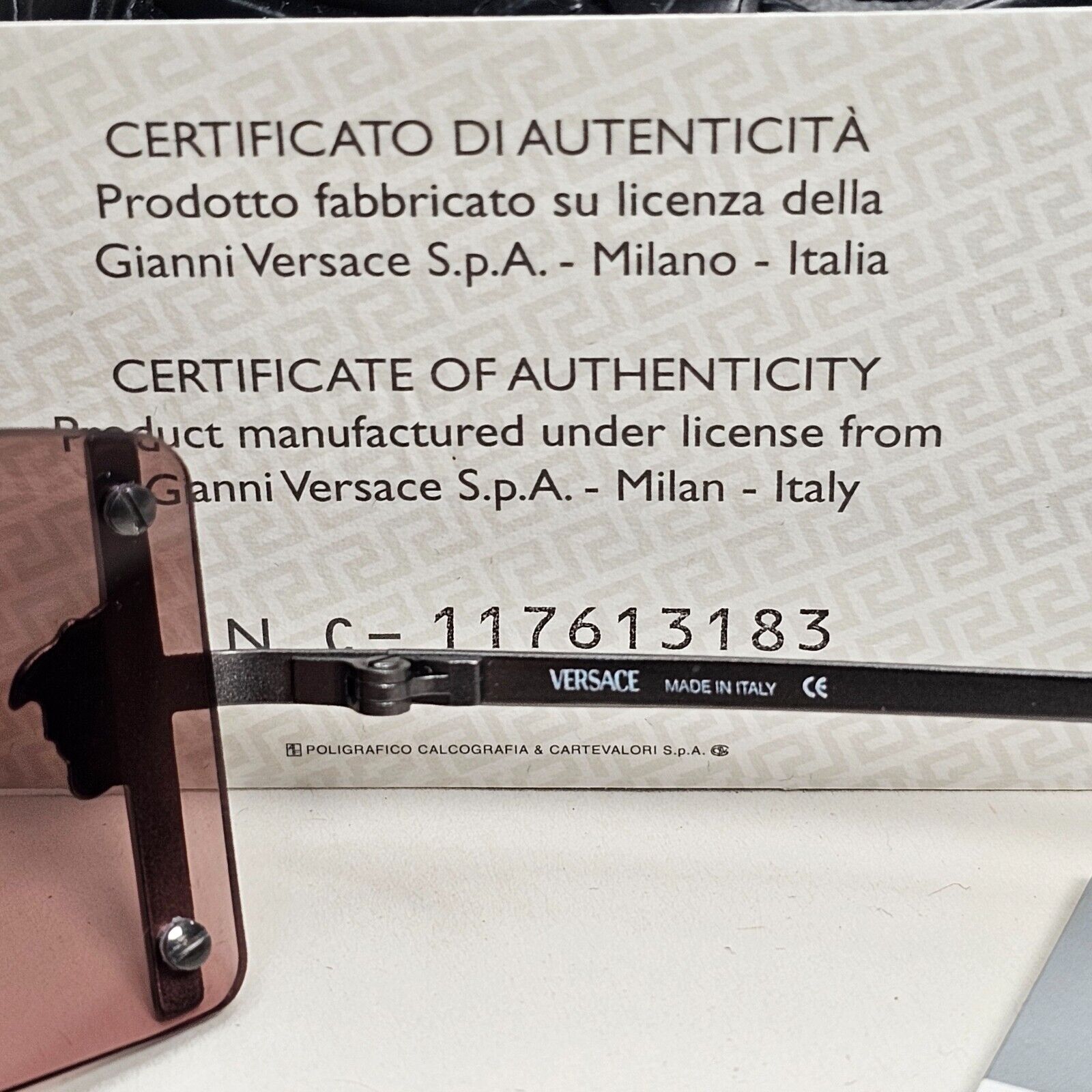Versace Sunglasses 2003 Vintage Rimless Gunmetal Pink MOD N29/H 1001/7E 120824