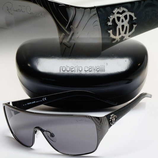 Roberto Cavalli Sunglasses 2006 Vintage Black Grey Shield Icario 394S 731 211124