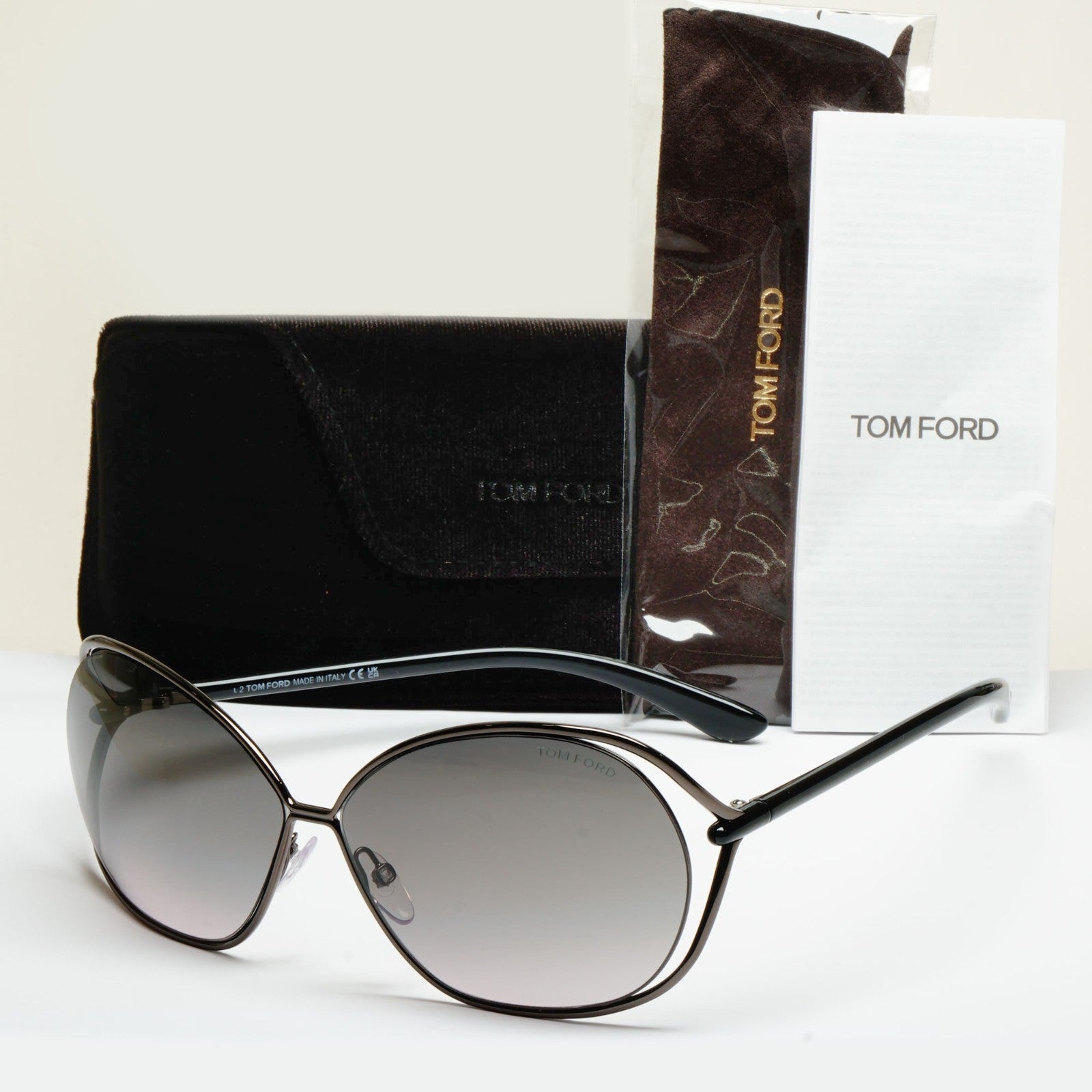Tom Ford Sunglasses Carla Gunmetal Black Grey Gradient FT0157 TF 157 08B