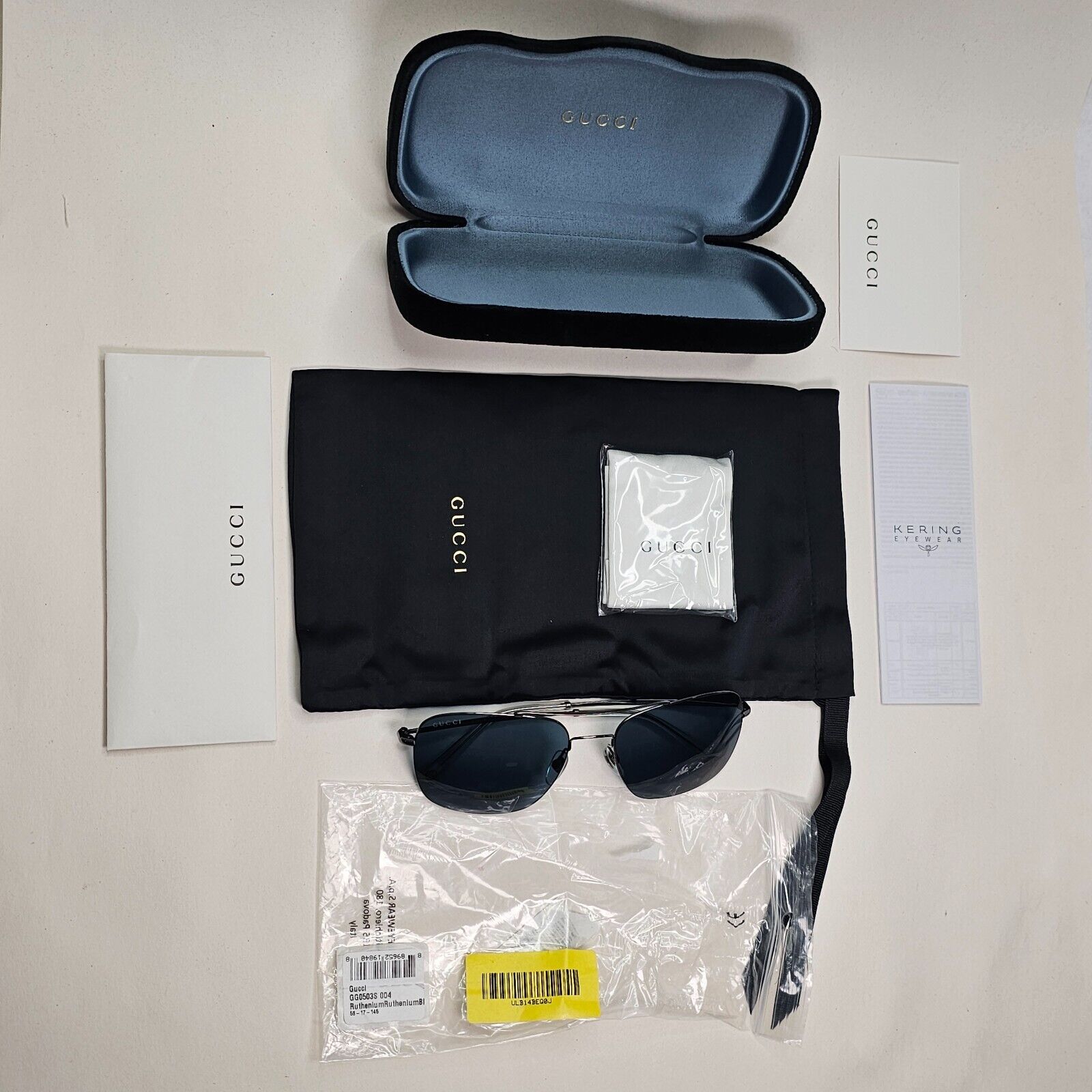 Gucci Sunglasses 2019 Ultralight Pilot Gunmetal Blue Teal GG 0503S 004 011124
