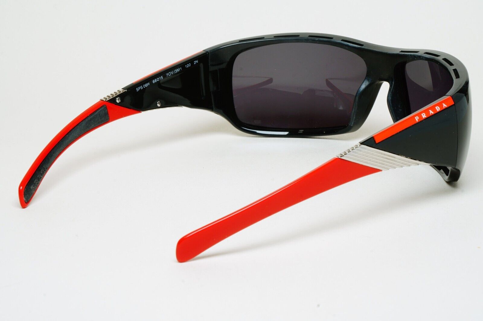 Prada Sunglasses 2006 Vintage Black Red Wrap Rossa PS06HS SPS 06H 7OV-3M1 070125