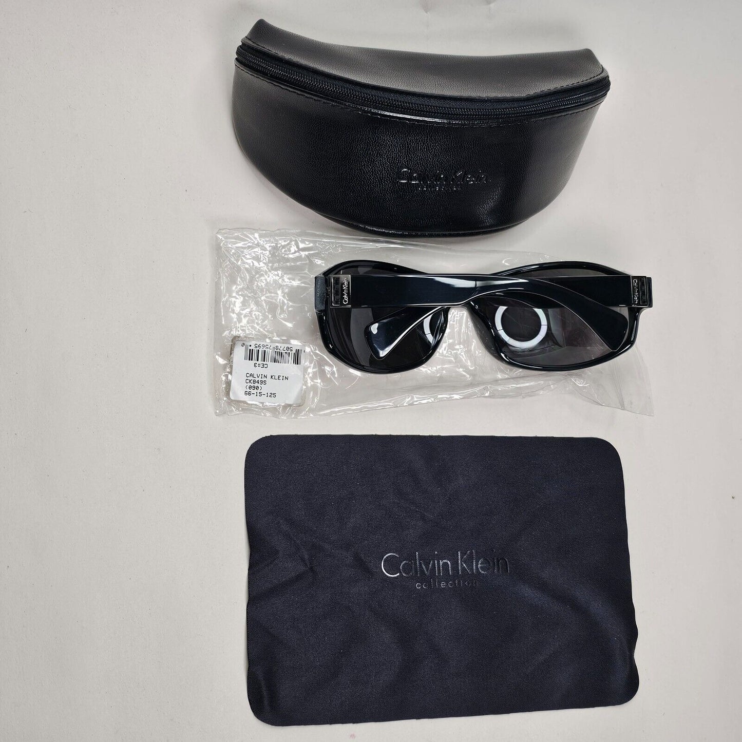 Calvin Klein Sunglasses 2005 Vintage Black Grey Wrap Retro 849S 090 121124
