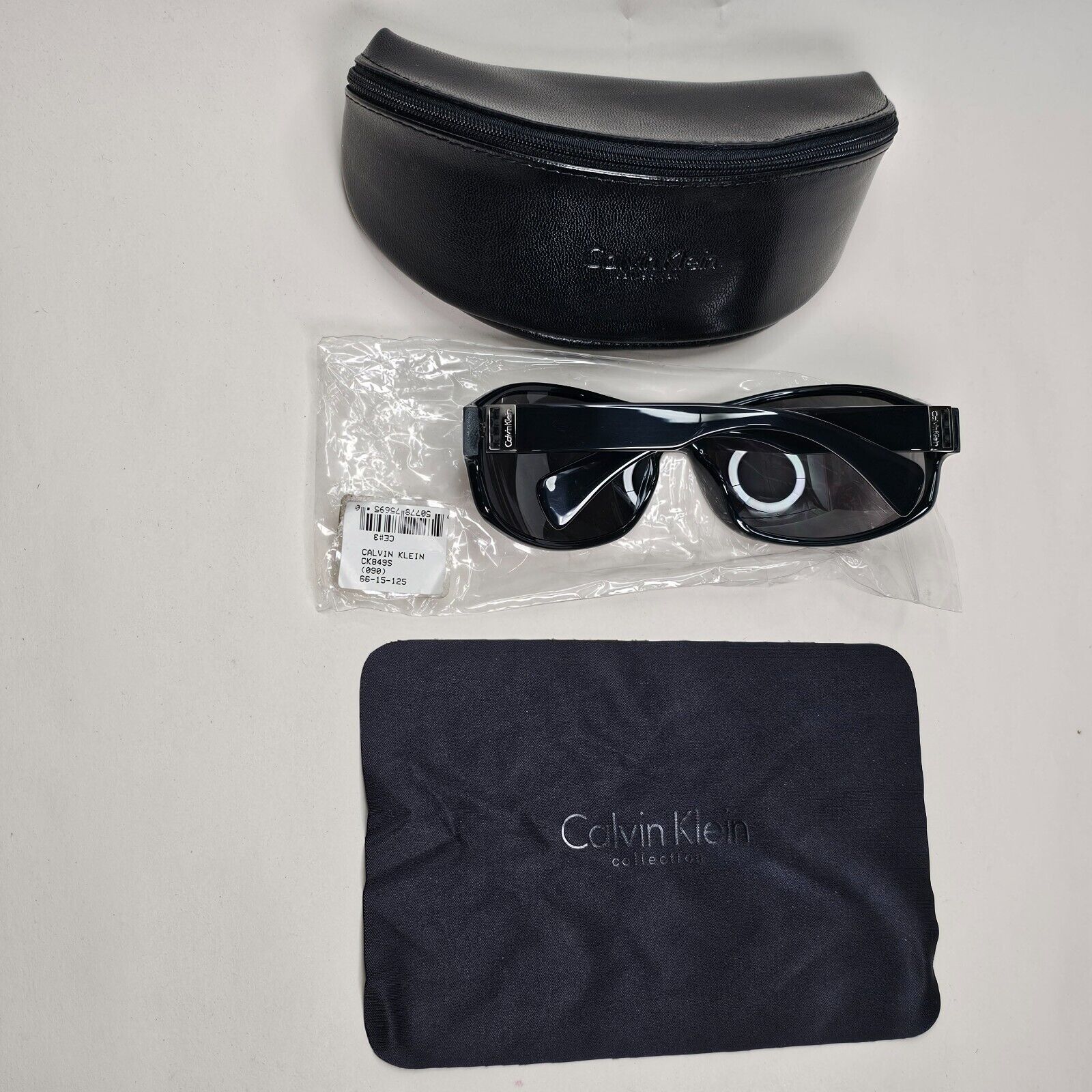 Calvin Klein Sunglasses 2005 Vintage Black Grey Wrap Retro 849S 090 121124