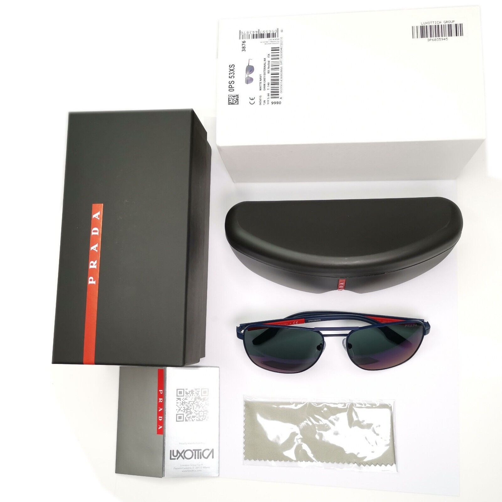 Prada Blue Sunglasses Pilot External Anti Reflective SPS 53X 06S-01G PS53XS