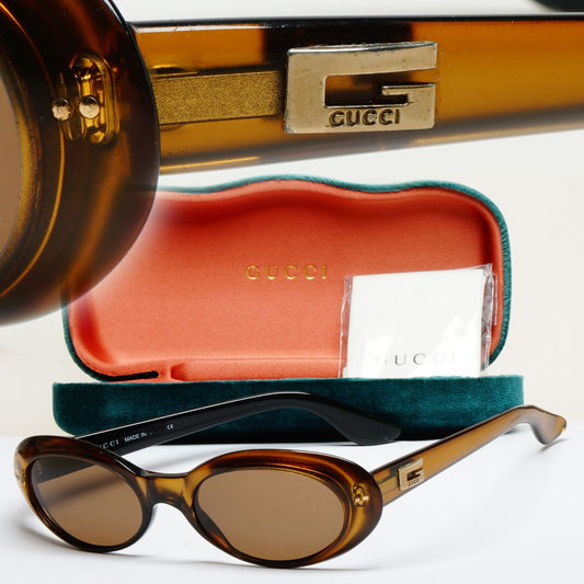 Gucci Sunglasses 1997 Vintage Brown Oval Honey GG 2413/N/S 4NR 100325