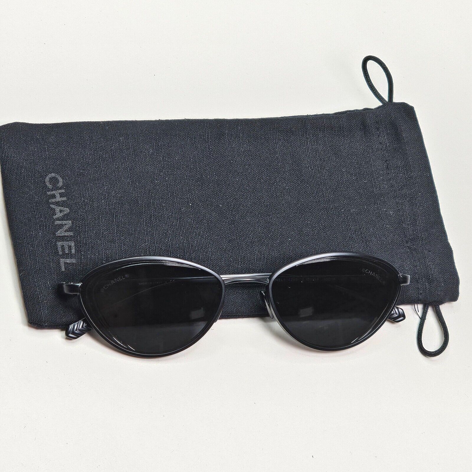 Chanel Sunglasses Black Cat Eye Metal 4255 c.101/S4 55mm